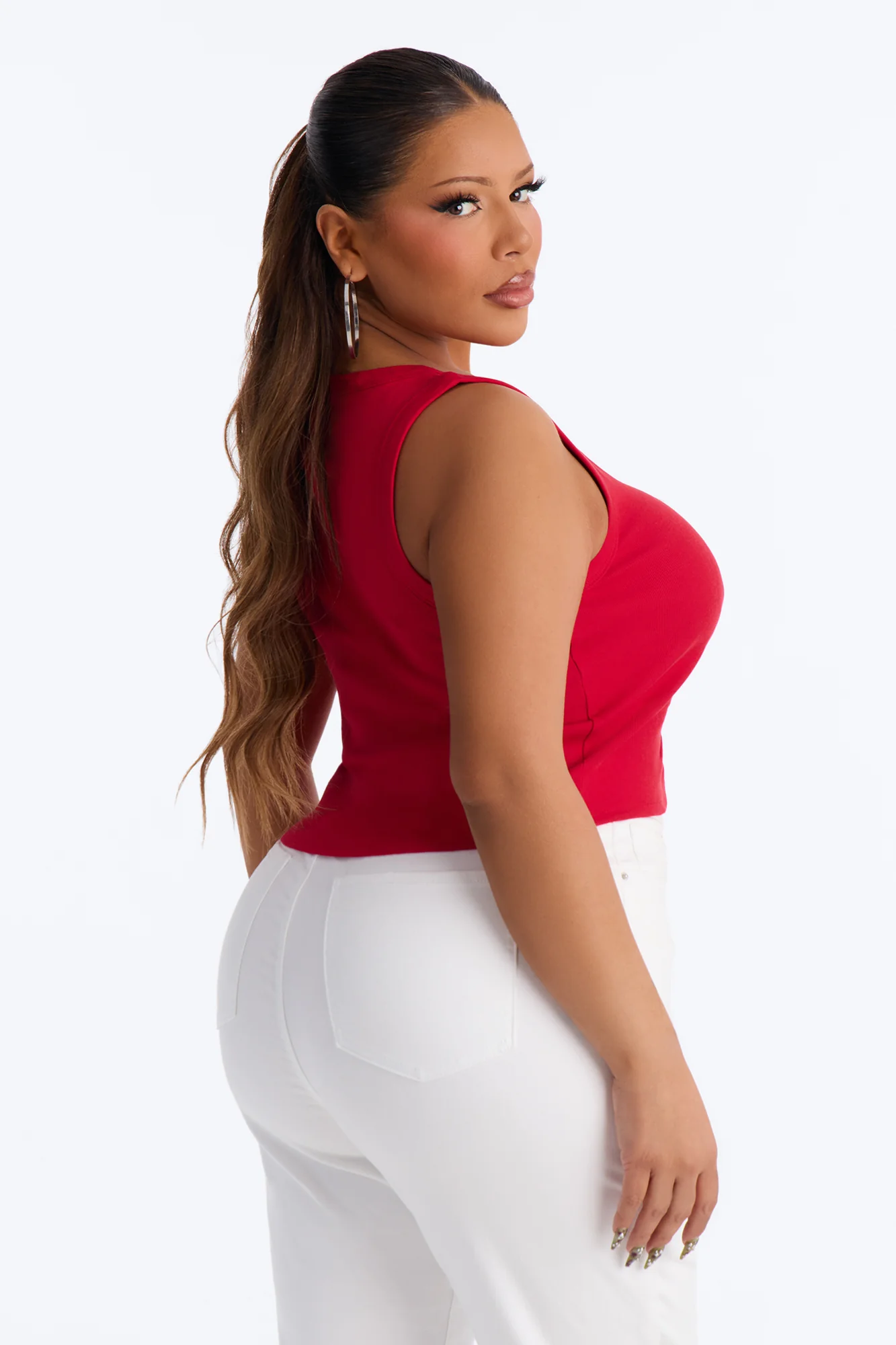 05 Ribbed Tank Top - Red - Image 8