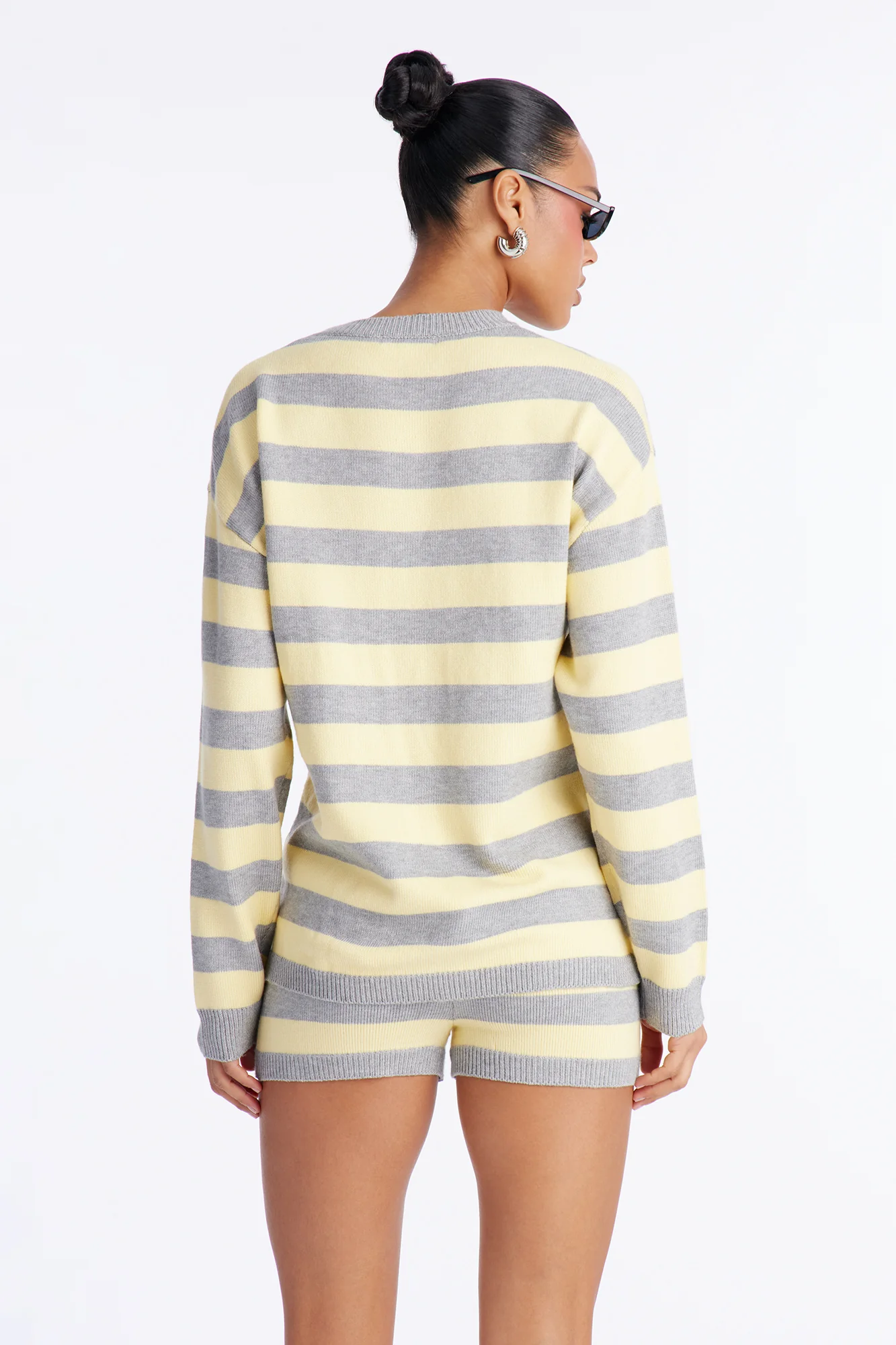 07' Babe Striped Sweater Short Set - Yellow/combo - Image 4