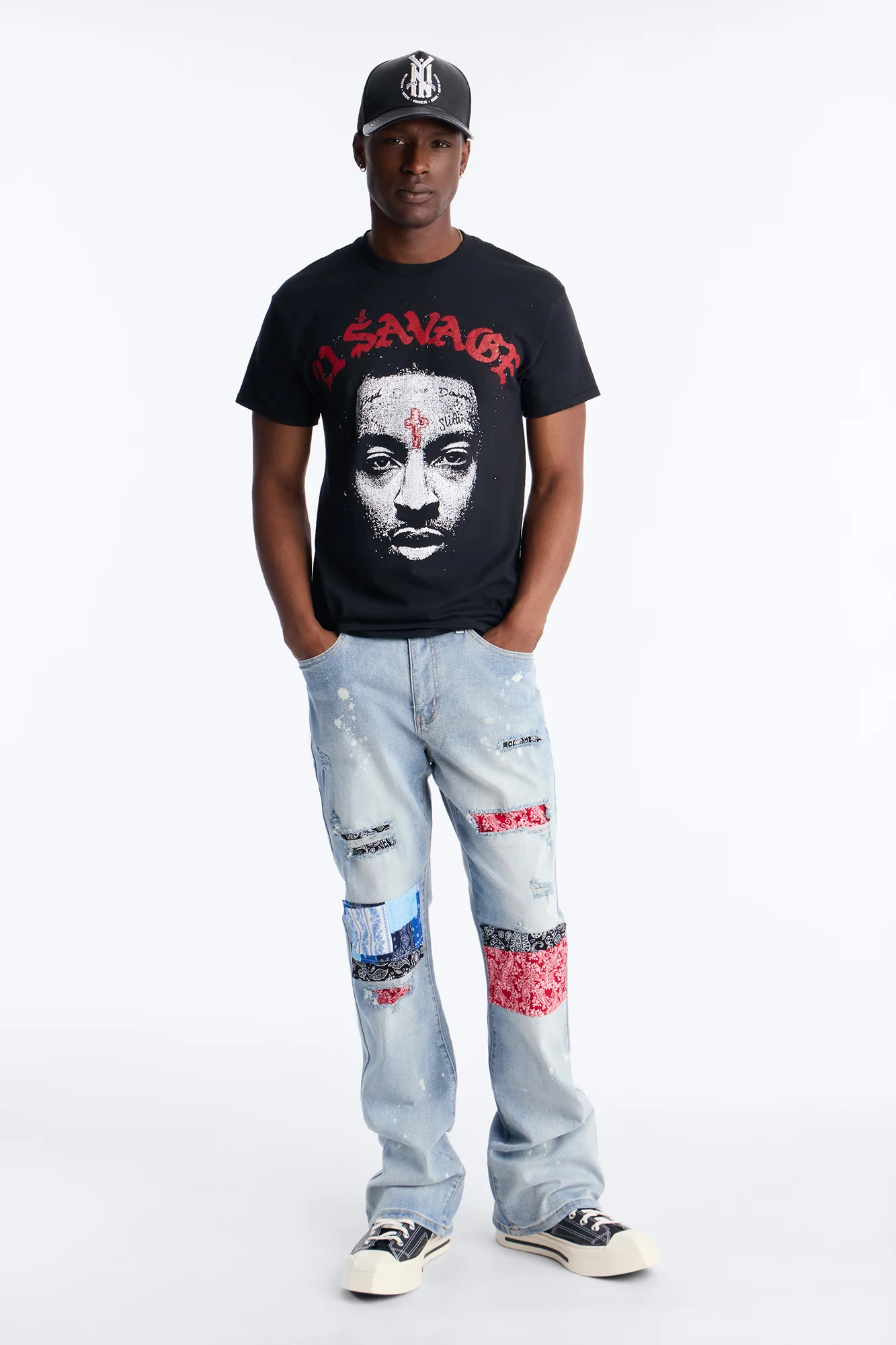21 Savage Distressed Short Sleeve Tee - Black - Image 2