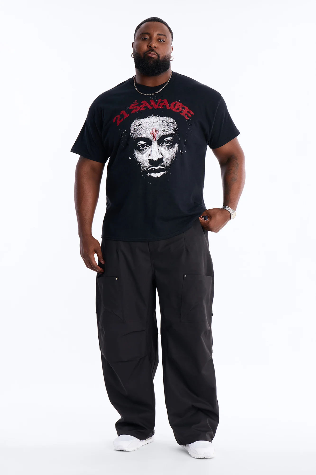 21 Savage Distressed Short Sleeve Tee - Black - Image 6
