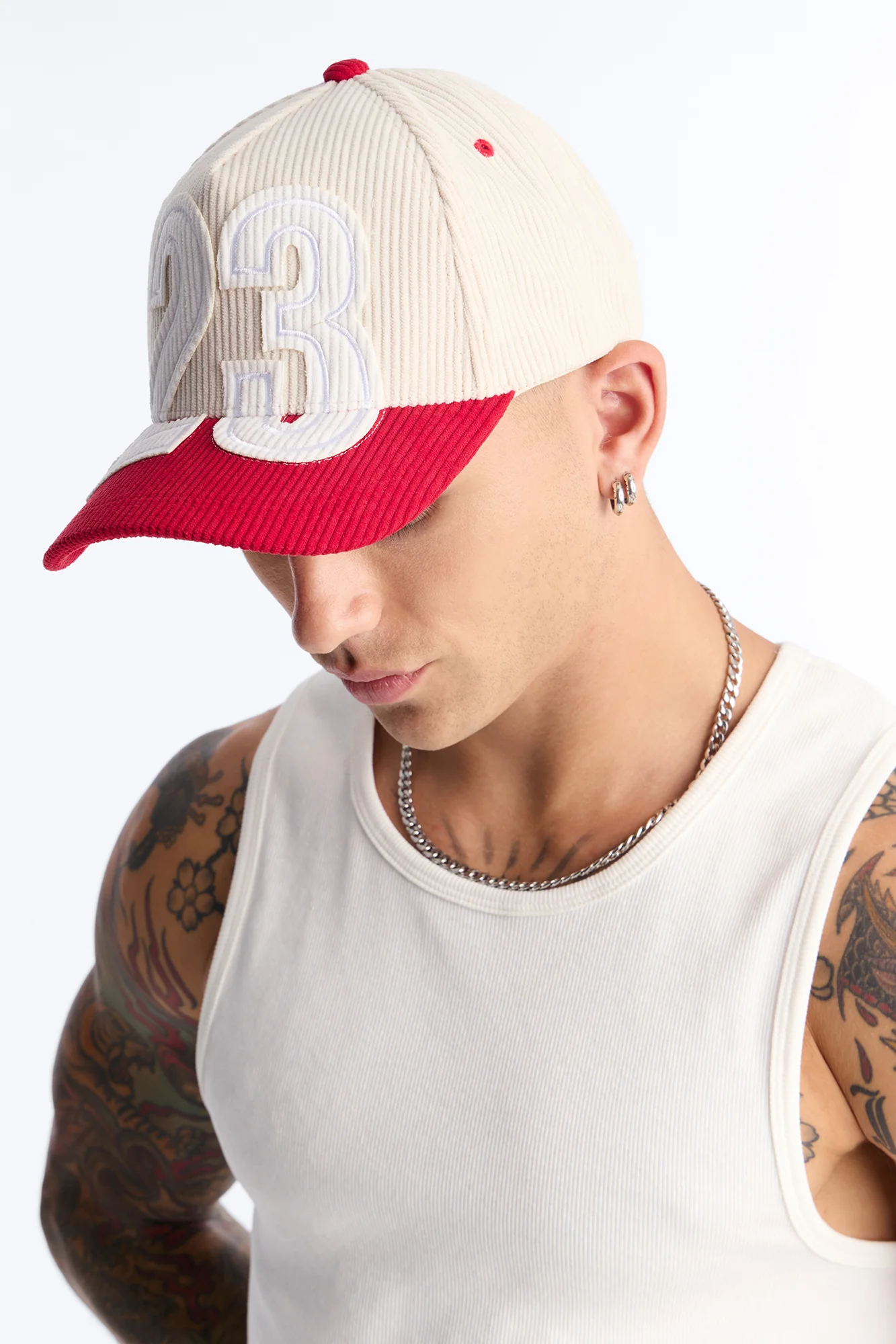 23 Patch Corduroy Snapback Hat - Stone