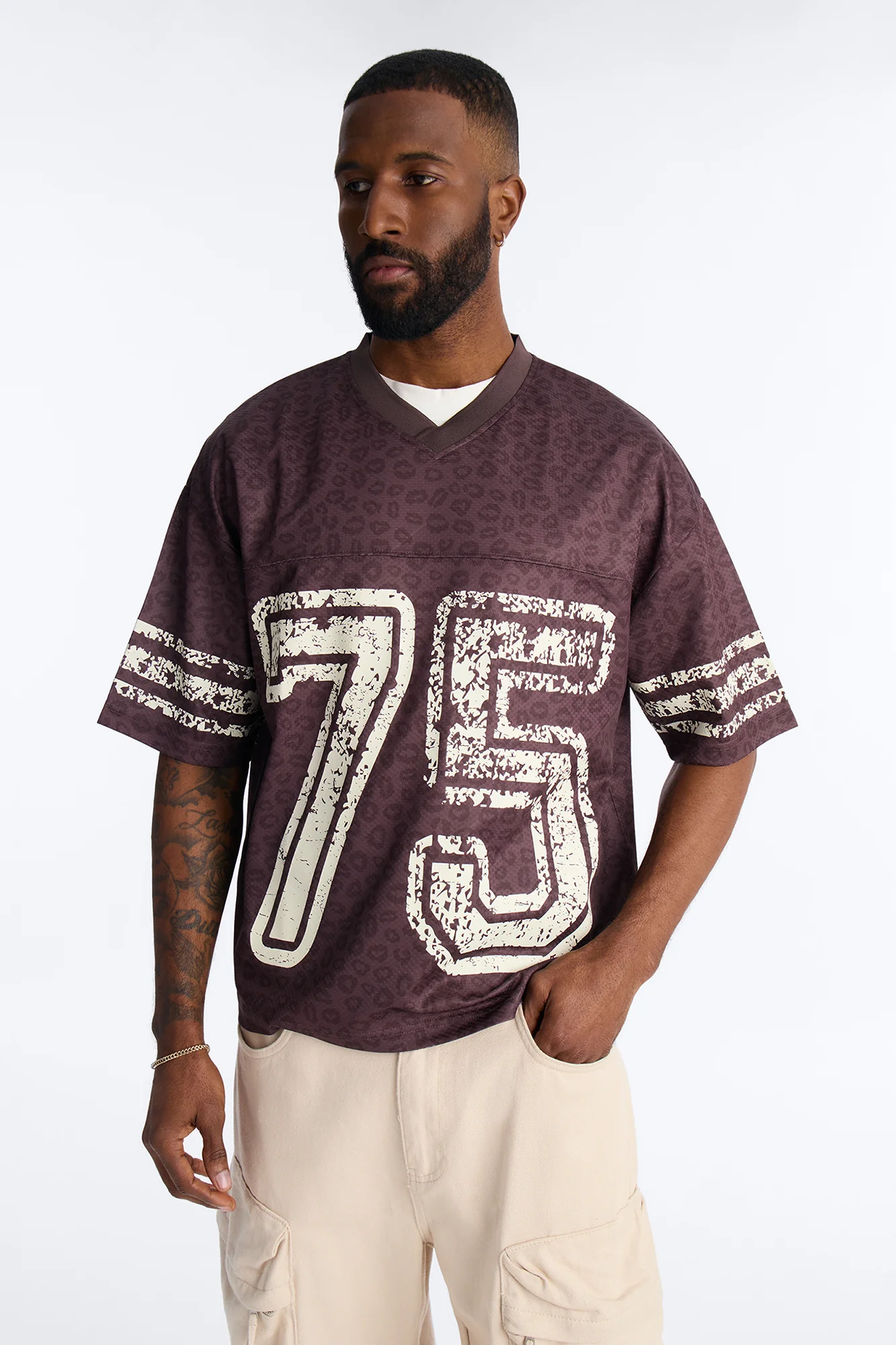 75 Short Sleeve Stripe Jersey - Brown