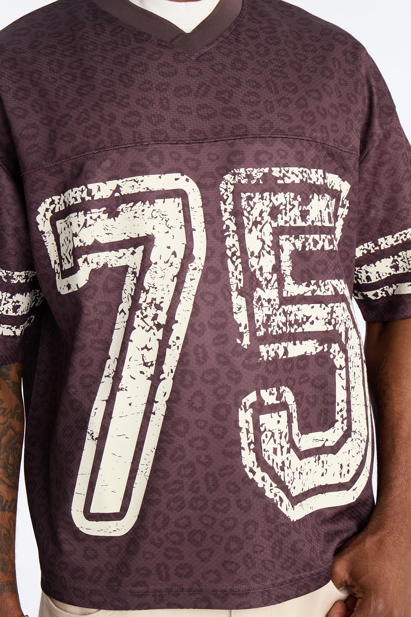 75 Short Sleeve Stripe Jersey - Brown - Image 3