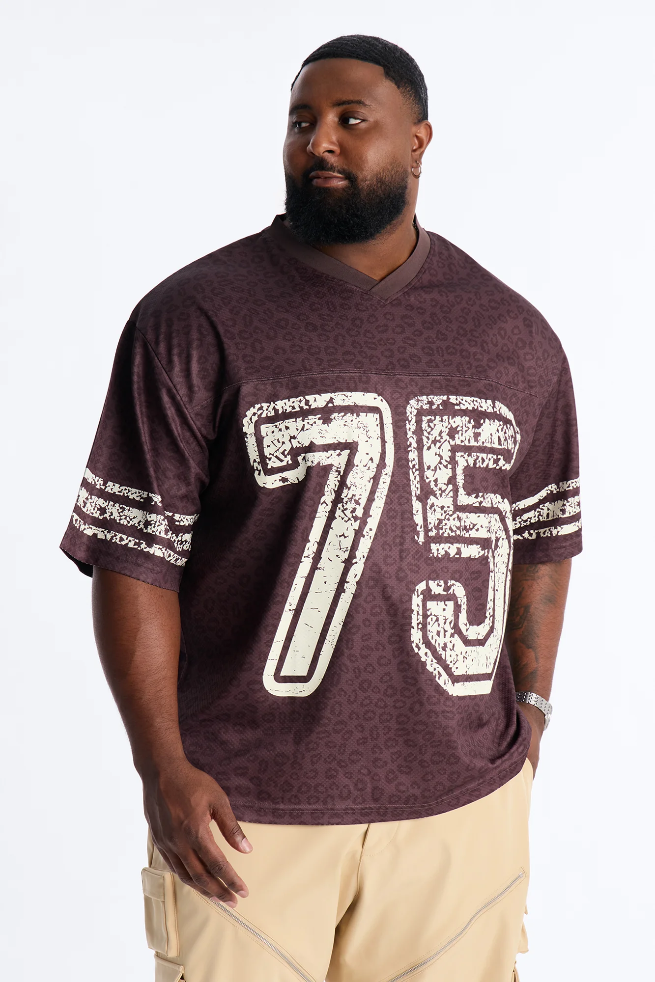 75 Short Sleeve Stripe Jersey - Brown - Image 5