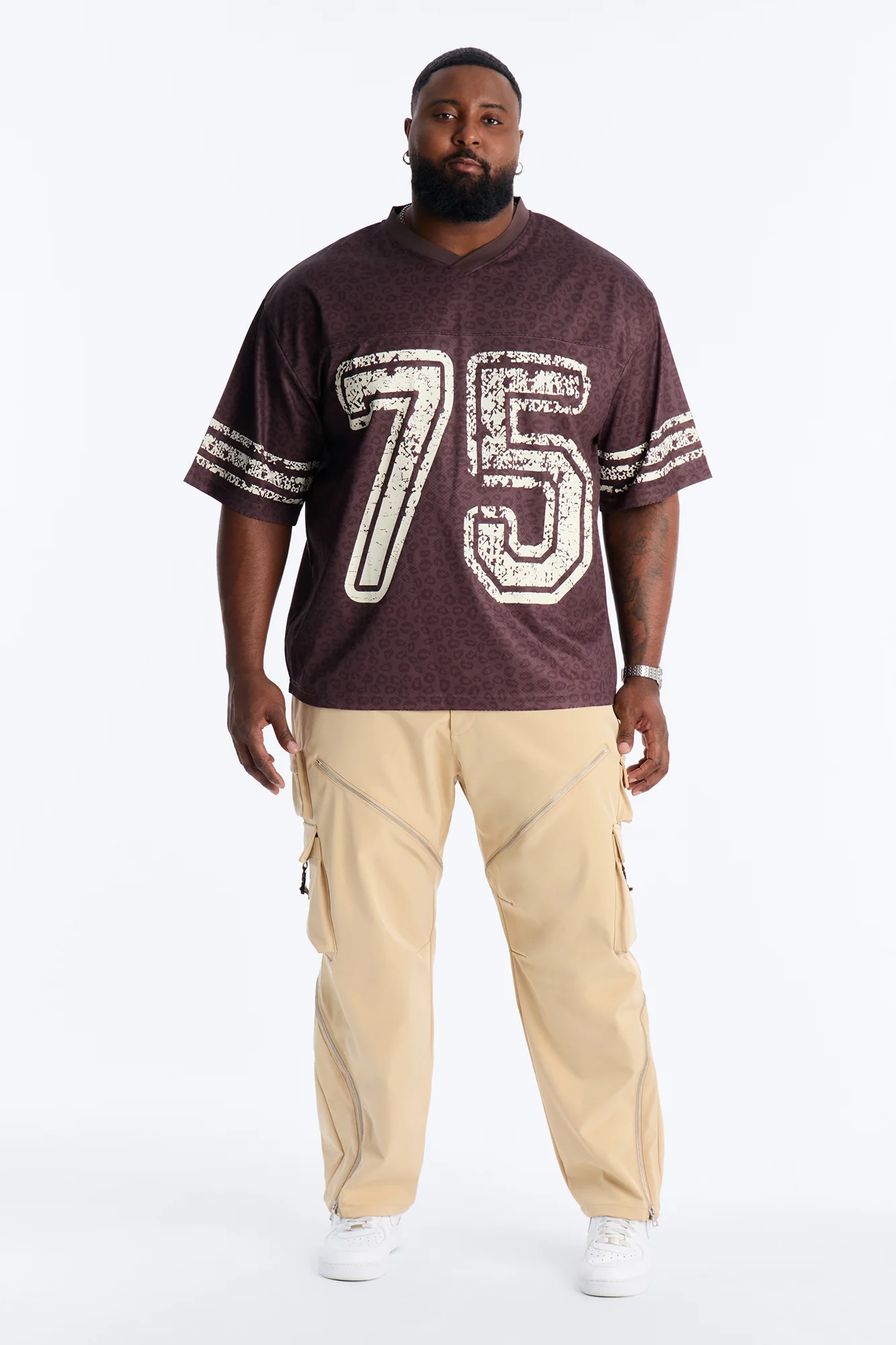 75 Short Sleeve Stripe Jersey - Brown - Image 6