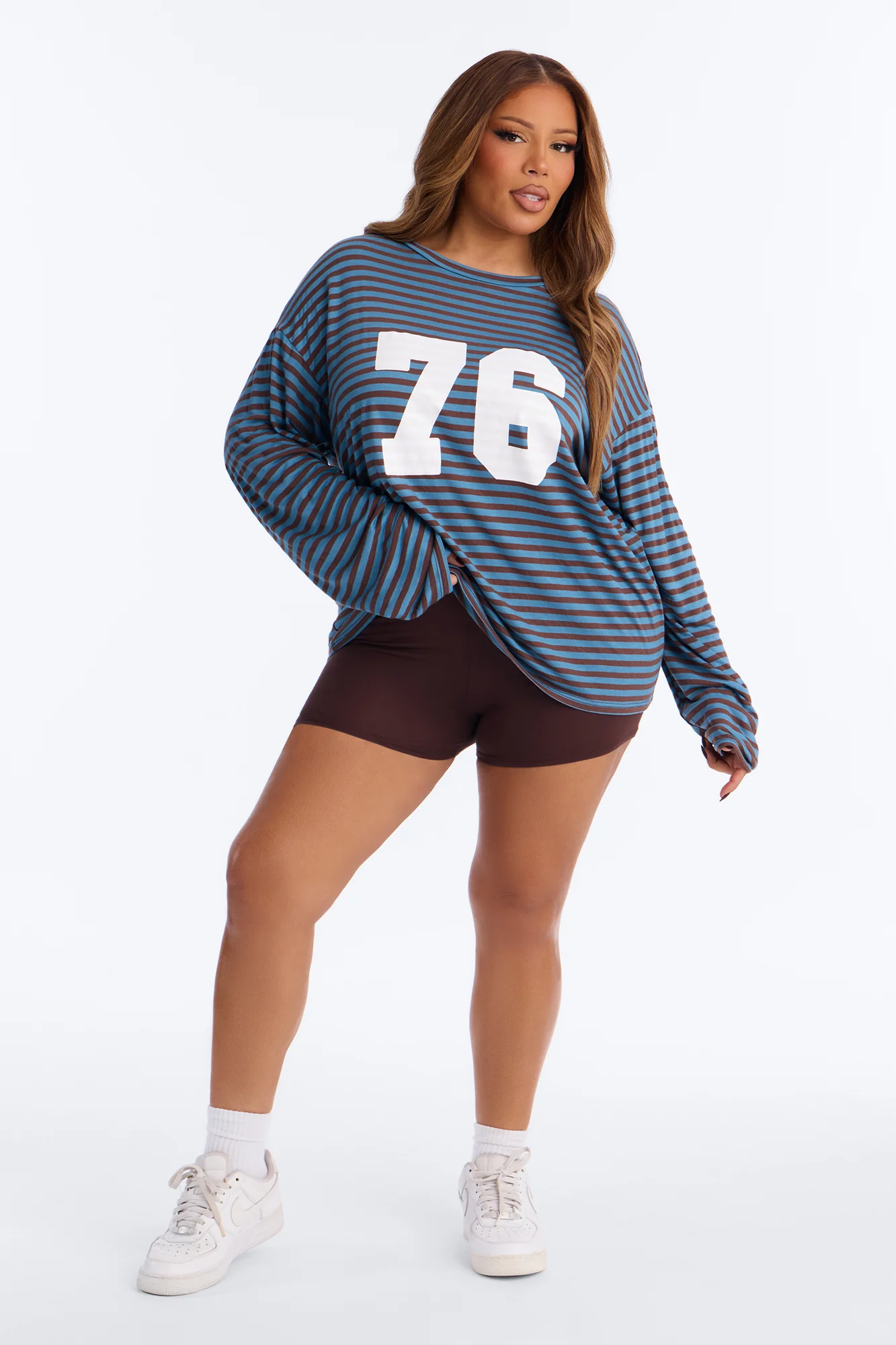 76' Chill Striped Biker Short Set - Blue/combo - Image 5