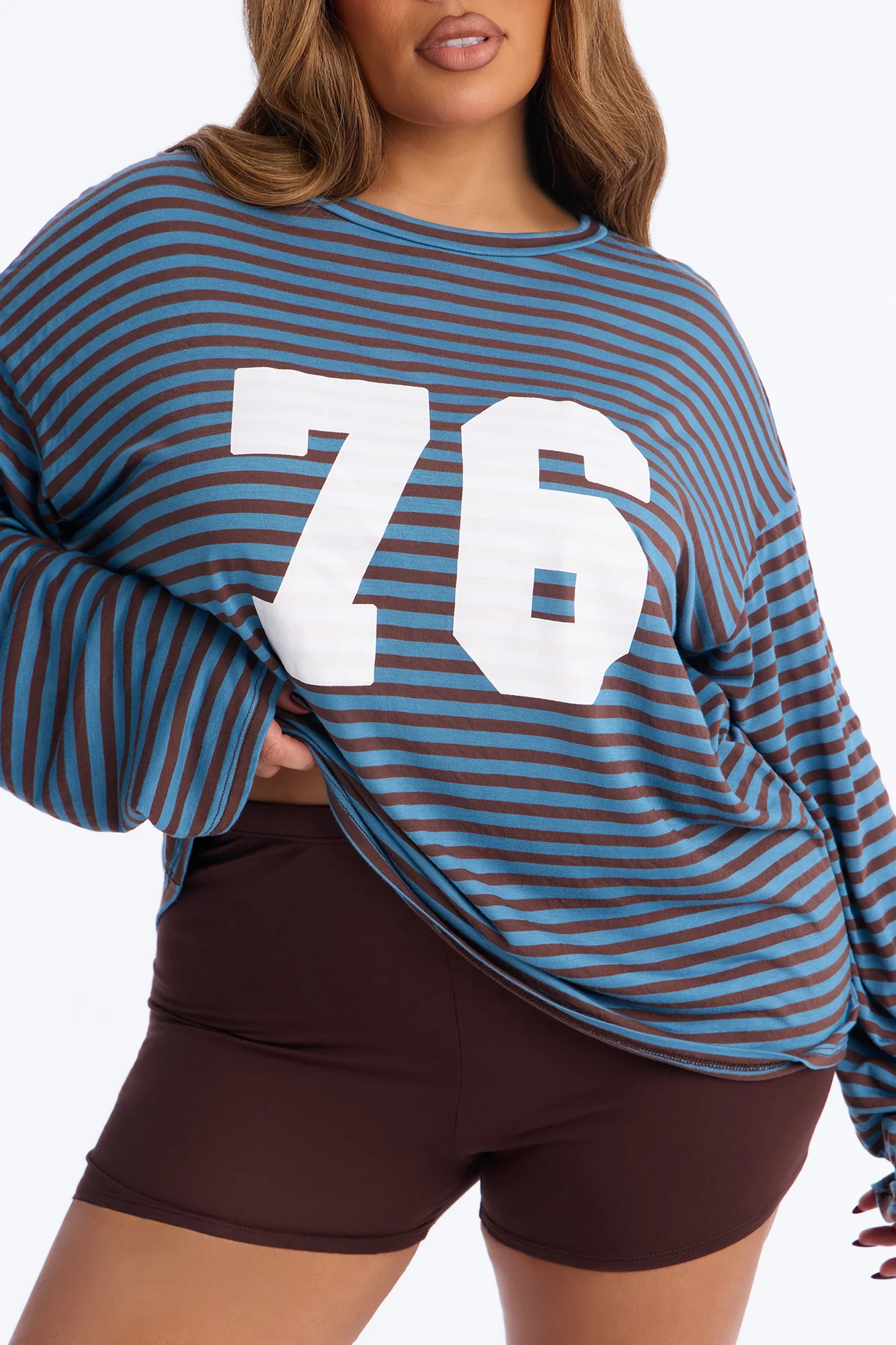 76' Chill Striped Biker Short Set - Blue/combo - Image 7