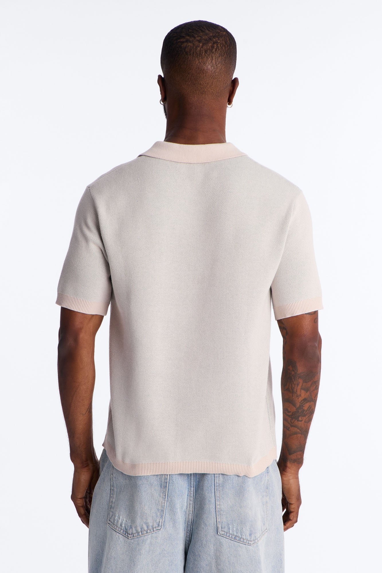 88 Apex Johnny Collar Knit Top - Cream - Image 4
