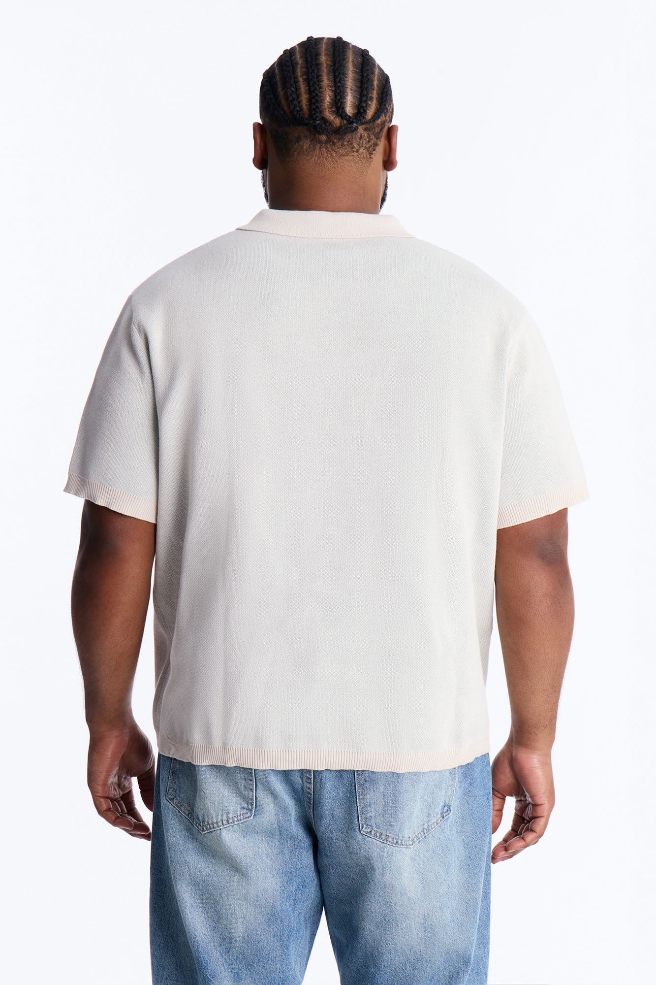 88 Apex Johnny Collar Knit Top - Cream - Image 8
