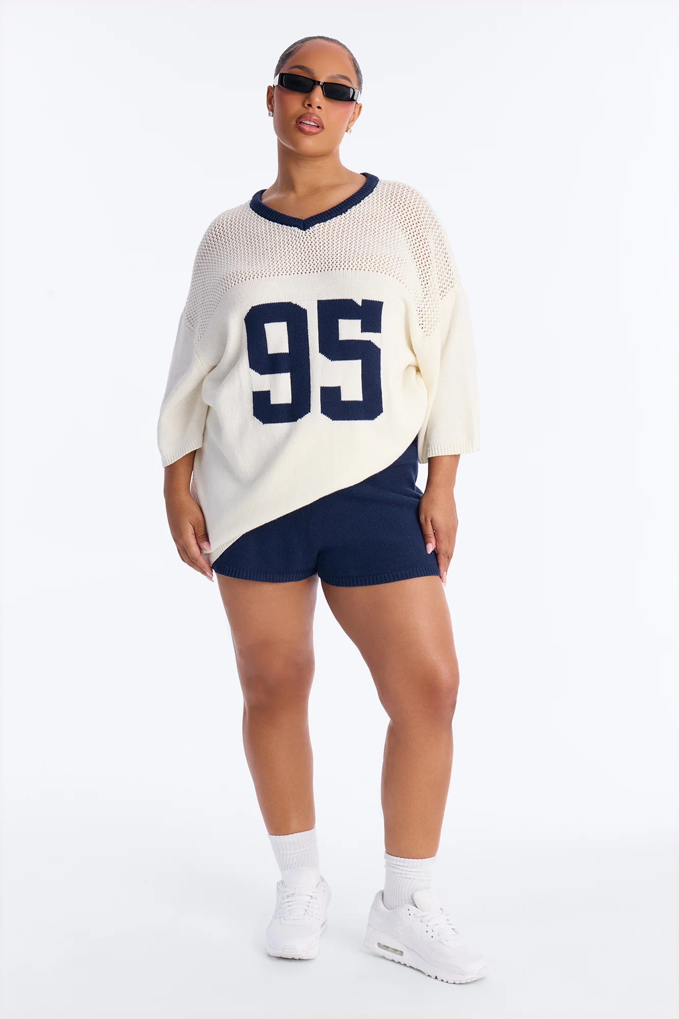 95 Crochet Biker Short Set - Cream - Image 6