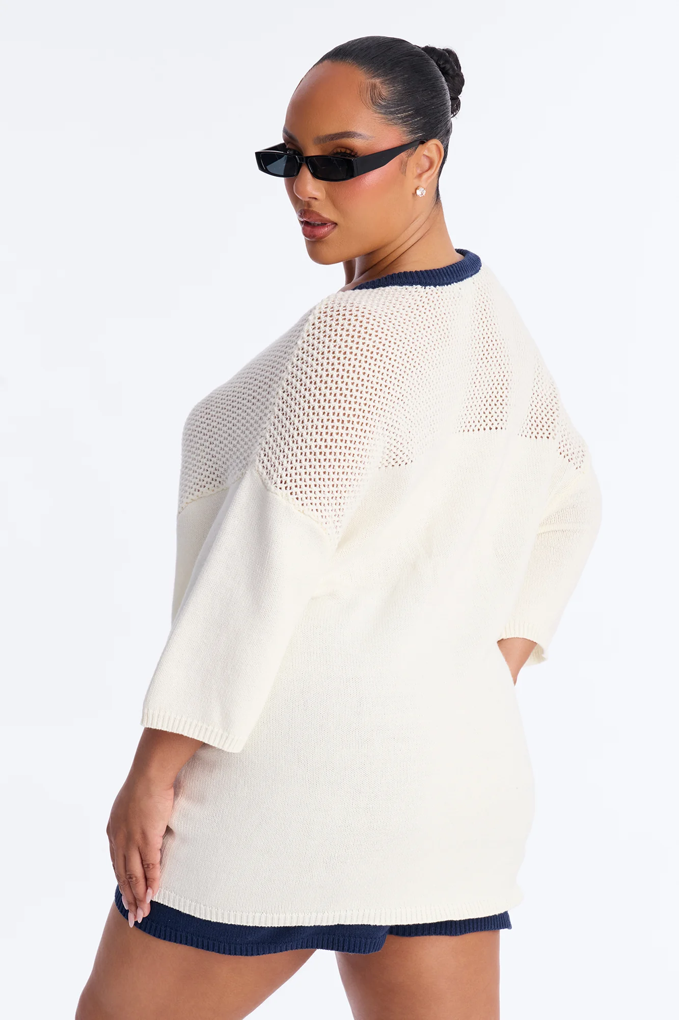 95 Crochet Biker Short Set - Cream - Image 9