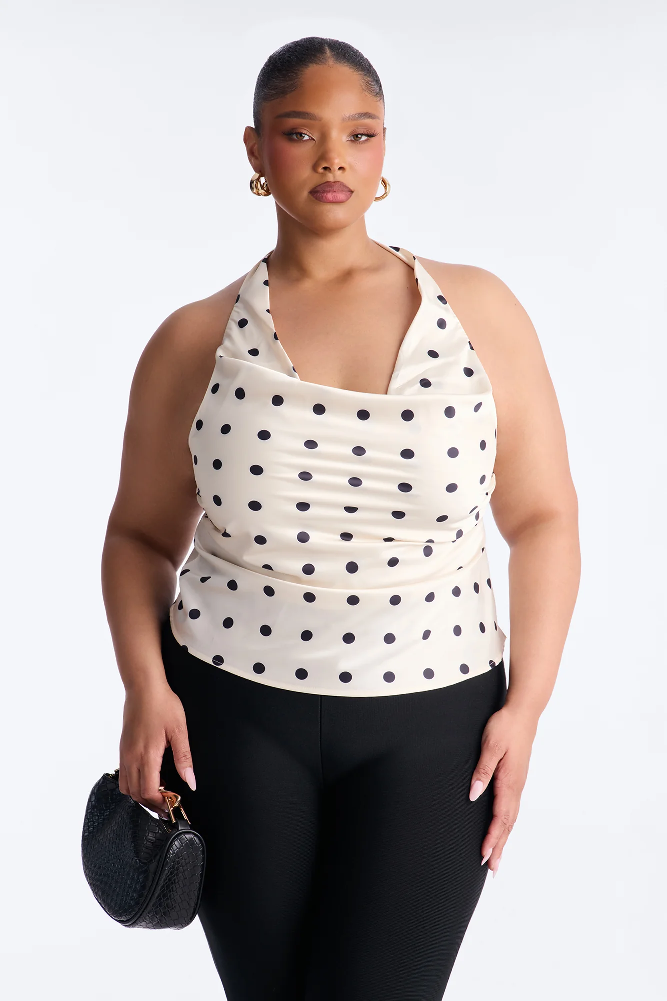 A Twist Of Dots Satin Halter Top - Ivory/combo - Image 5