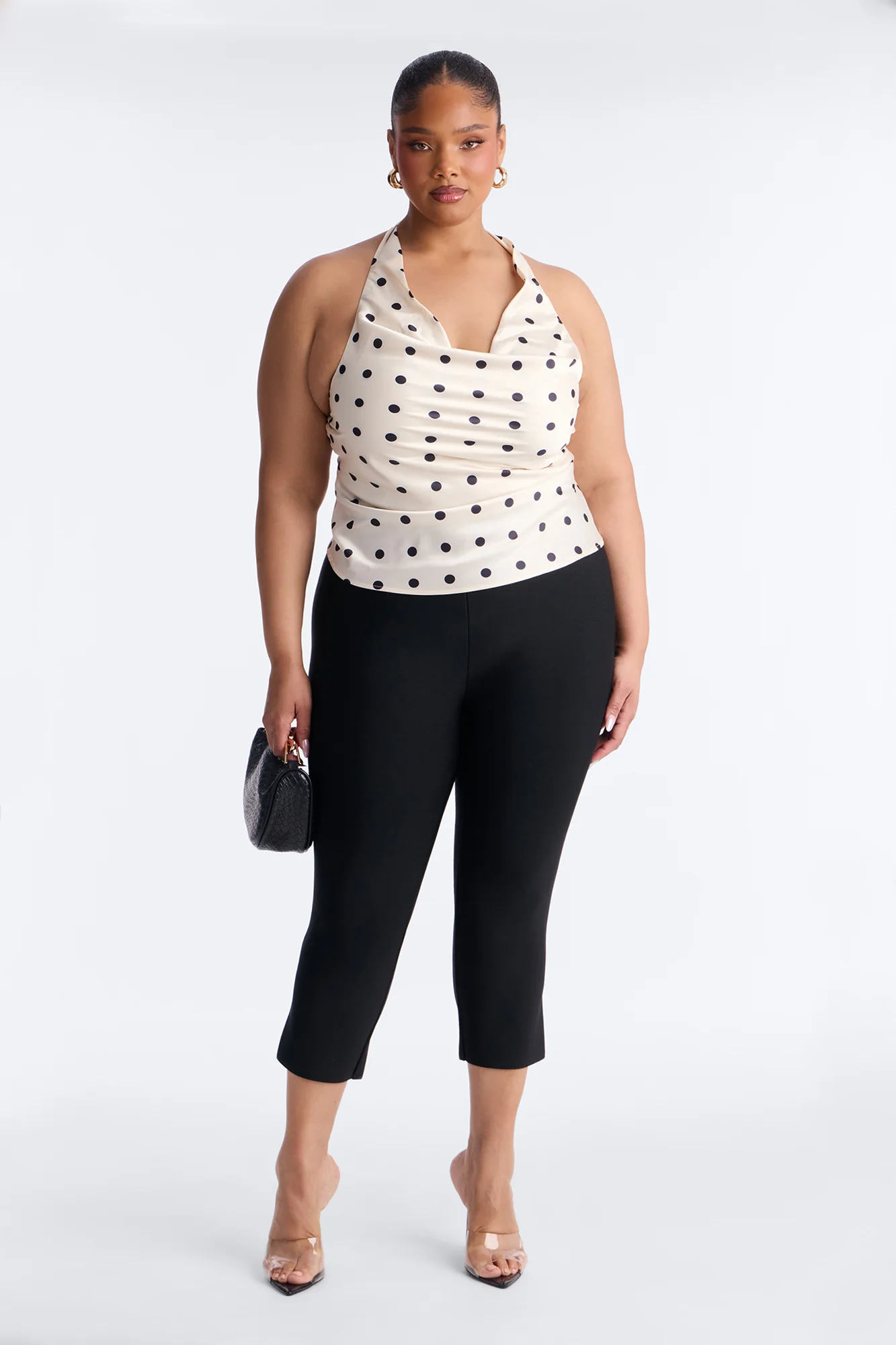 A Twist Of Dots Satin Halter Top - Ivory/combo - Image 6