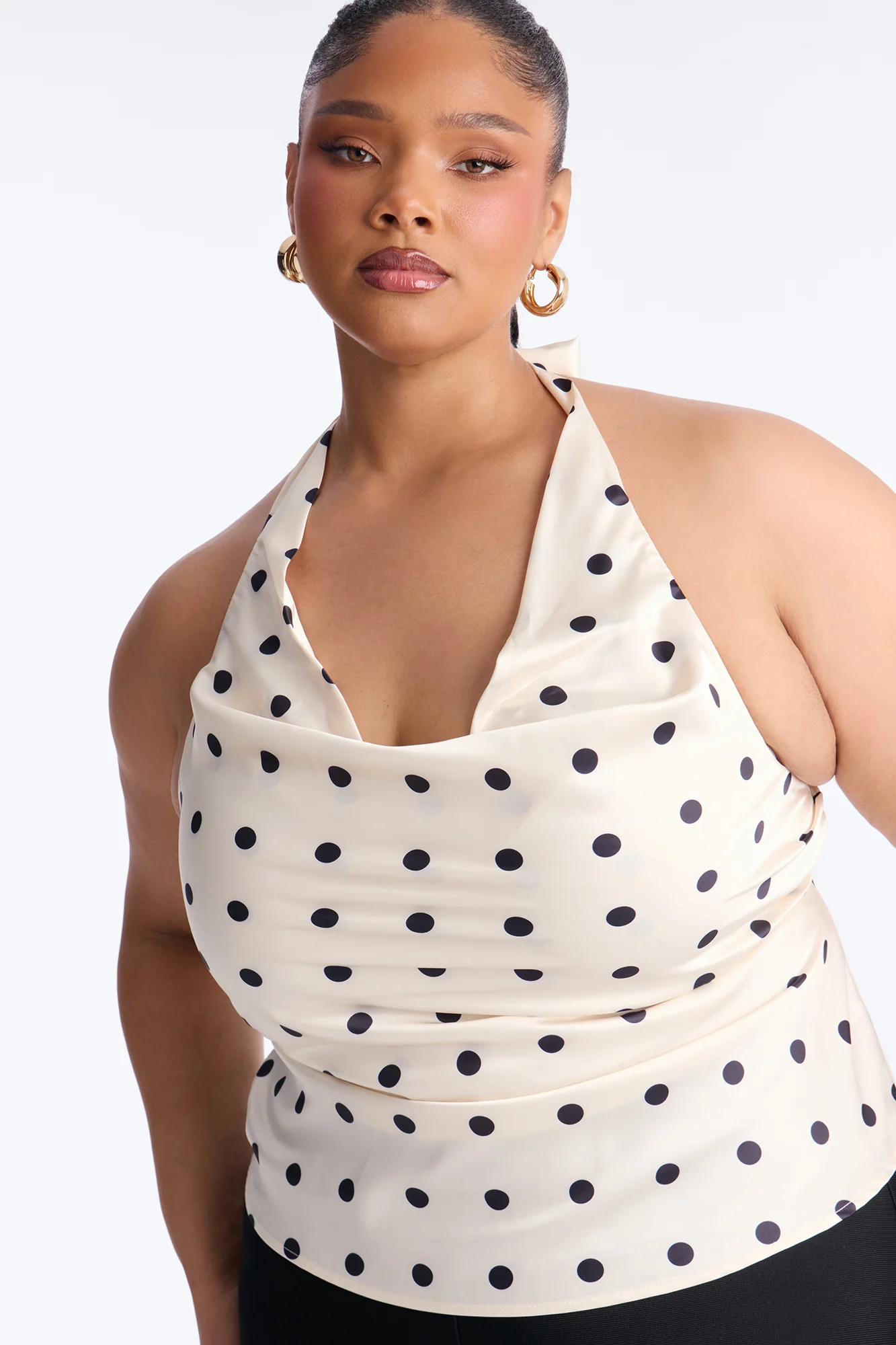 A Twist Of Dots Satin Halter Top - Ivory/combo - Image 7
