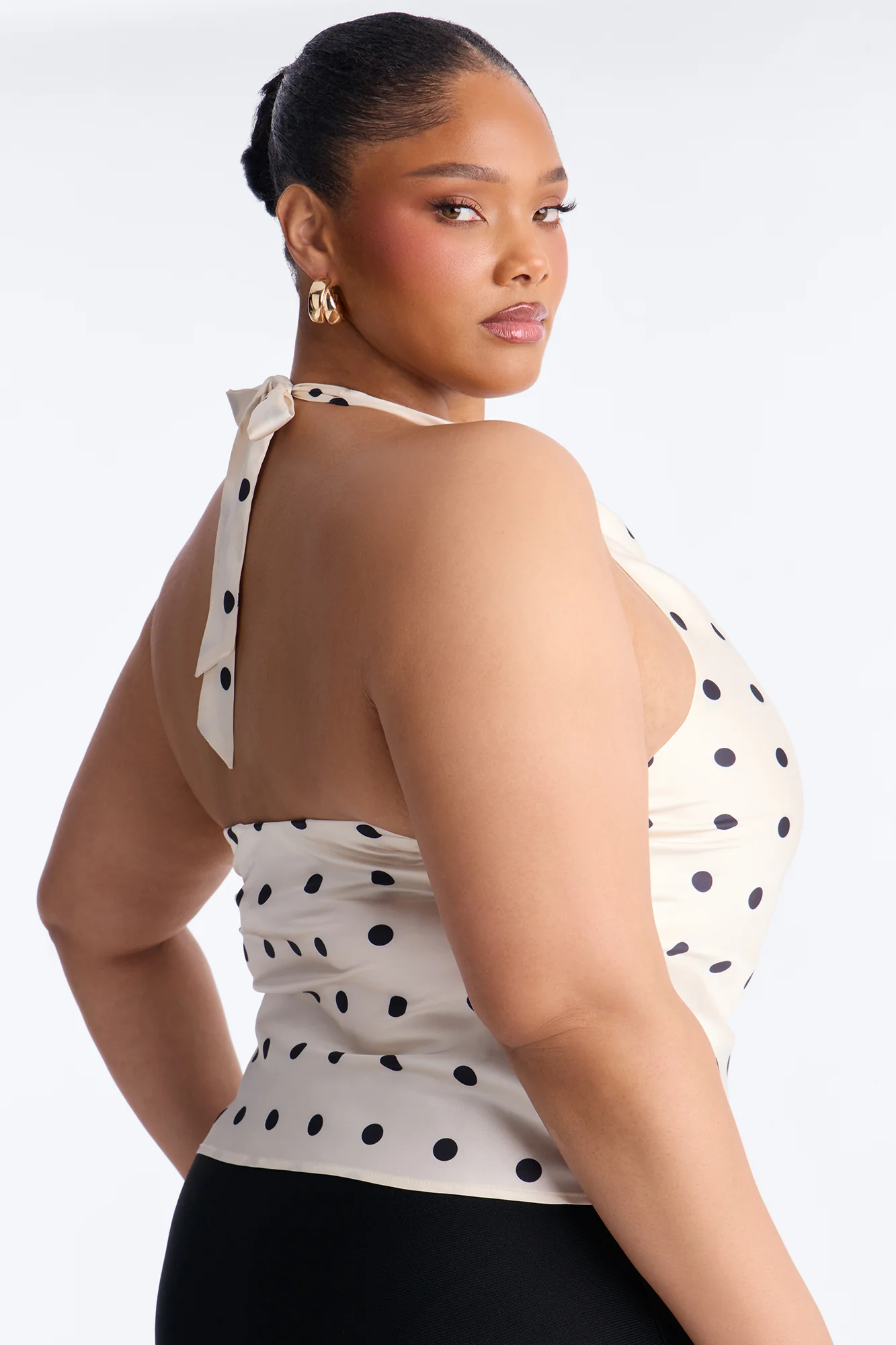 A Twist Of Dots Satin Halter Top - Ivory/combo - Image 8