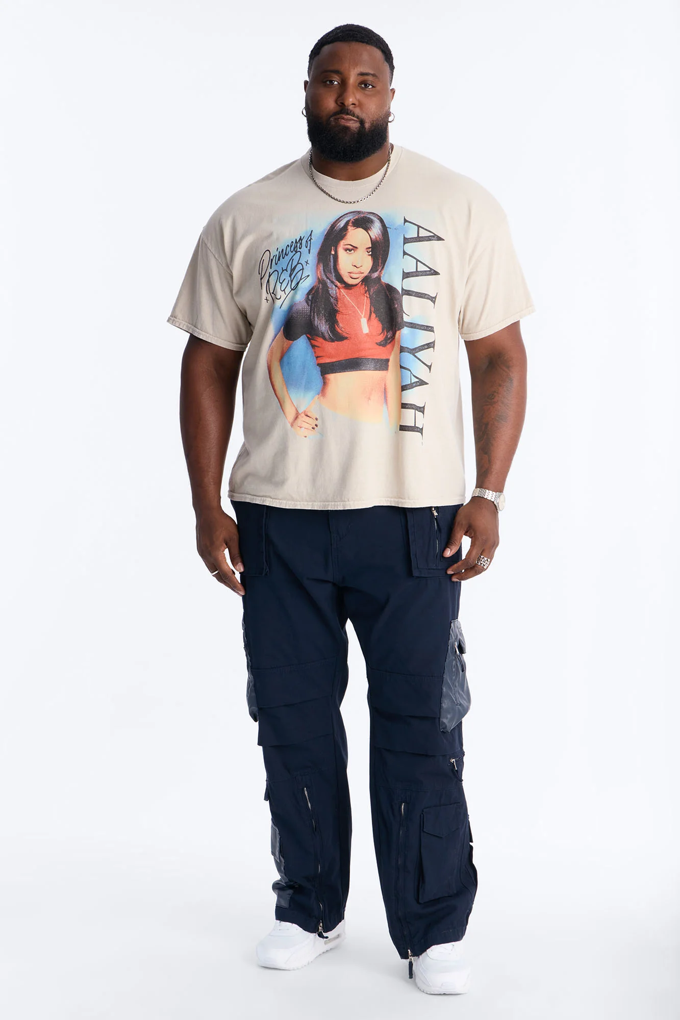 Aaliyah Princess Of R&B Short Sleeve Tee - Taupe - Image 6