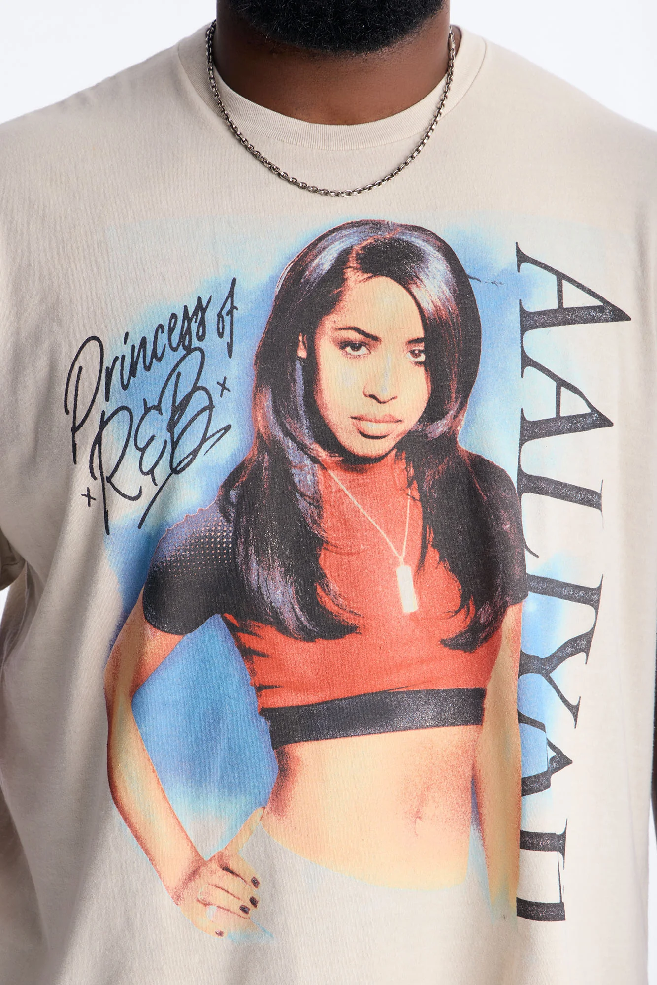 Aaliyah Princess Of R&B Short Sleeve Tee - Taupe - Image 7