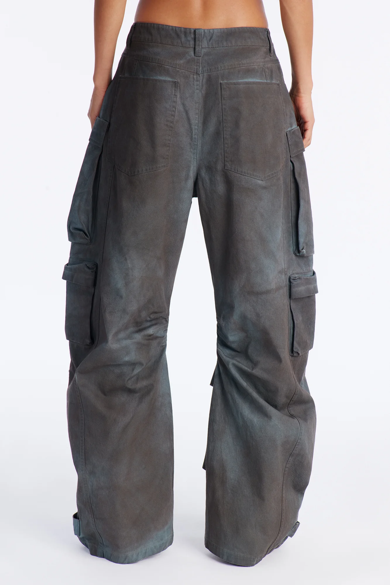 Abigail Low Rise Barrel Leg Cargo Pant - Grey/combo - Image 4