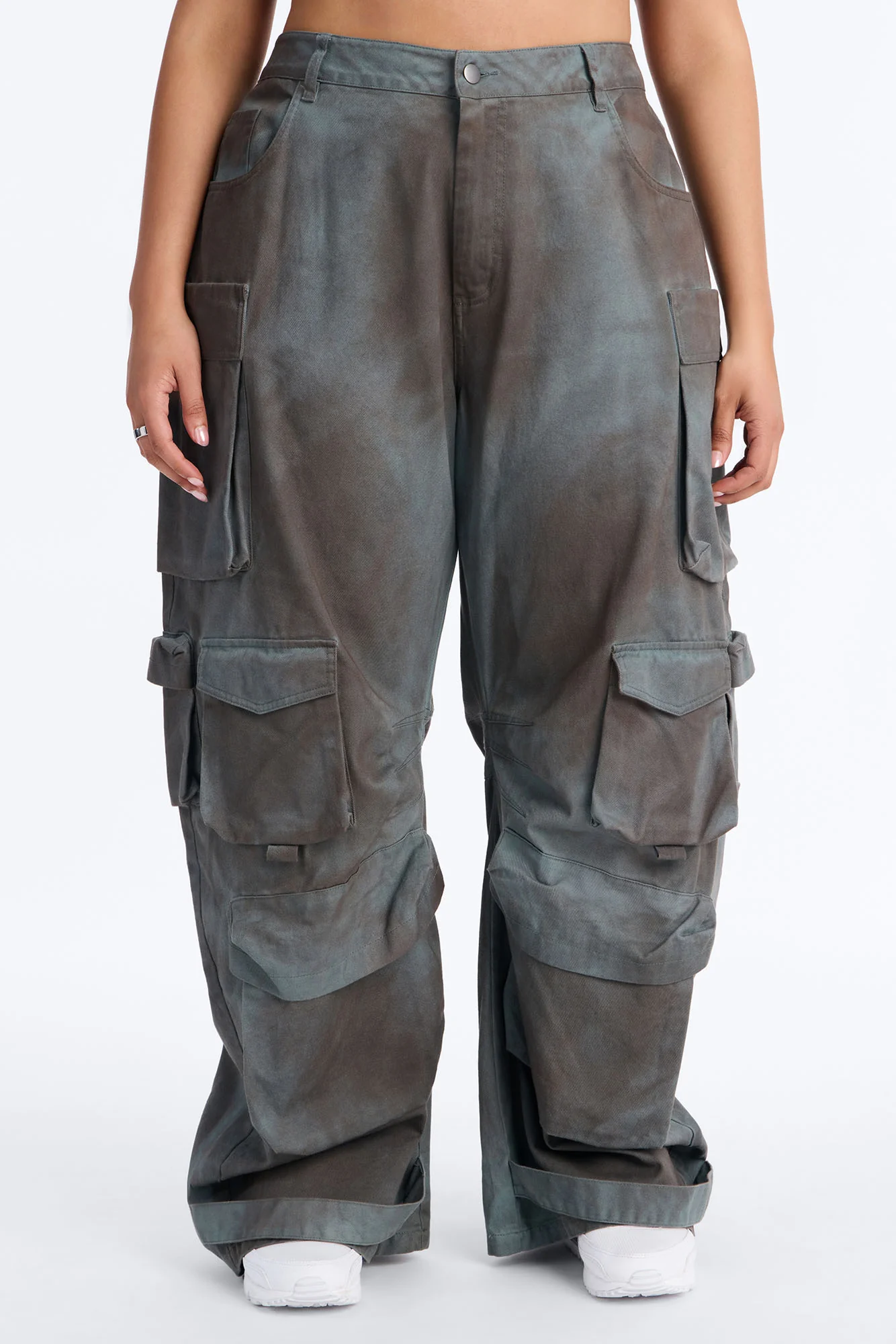 Abigail Low Rise Barrel Leg Cargo Pant - Grey/combo - Image 6
