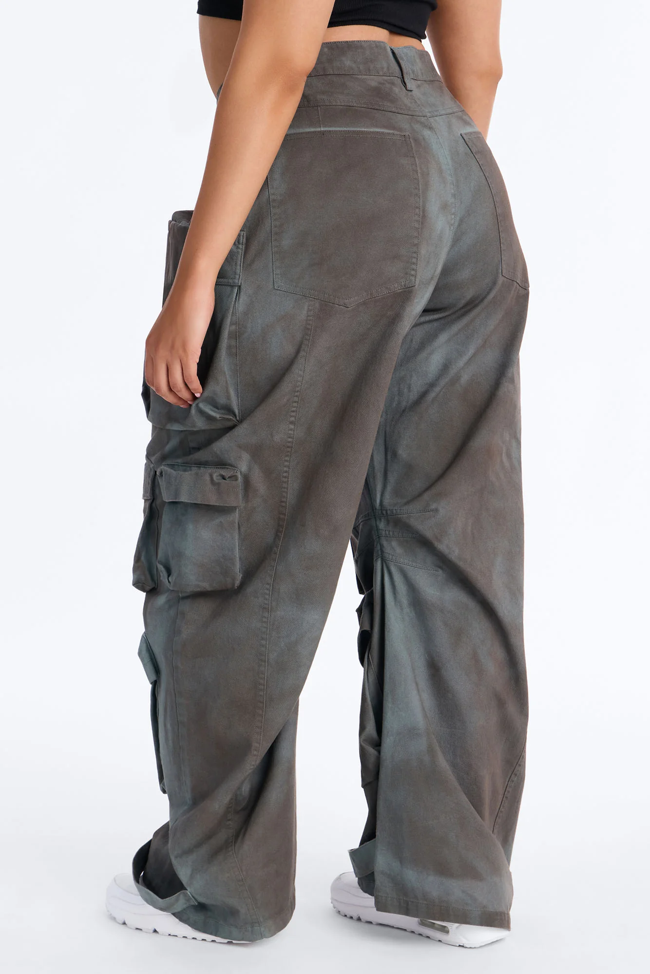 Abigail Low Rise Barrel Leg Cargo Pant - Grey/combo - Image 8