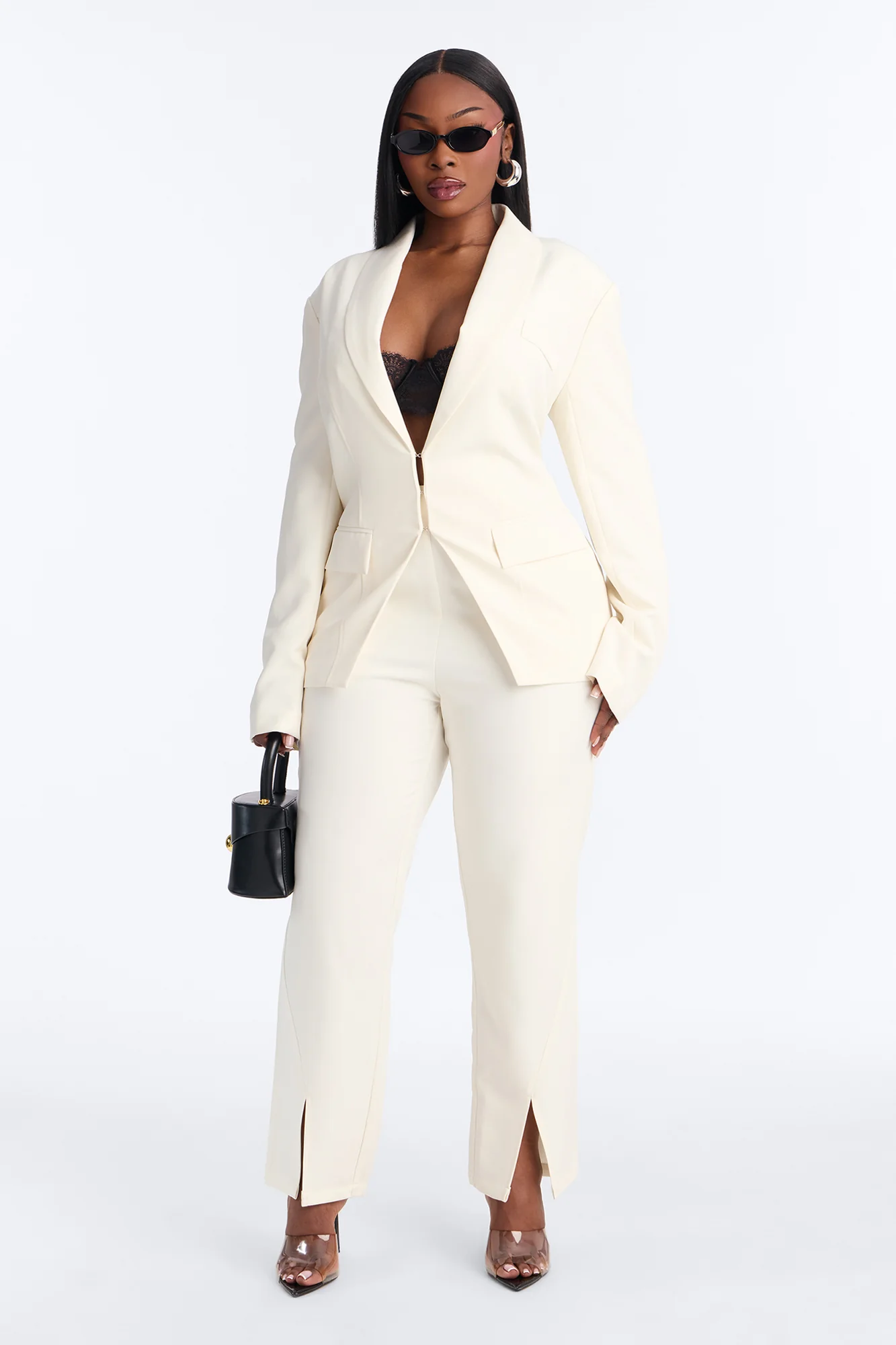 About Her Business Hourglass Blazer - Ivory - Image 5