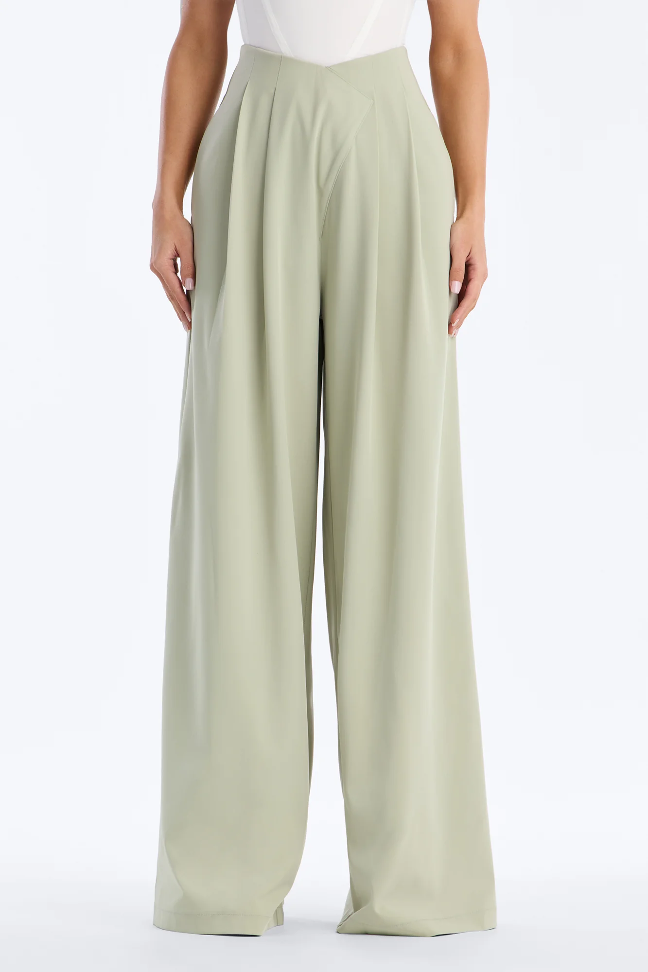 About Time Wide Leg Trousers - Sage - Image 2