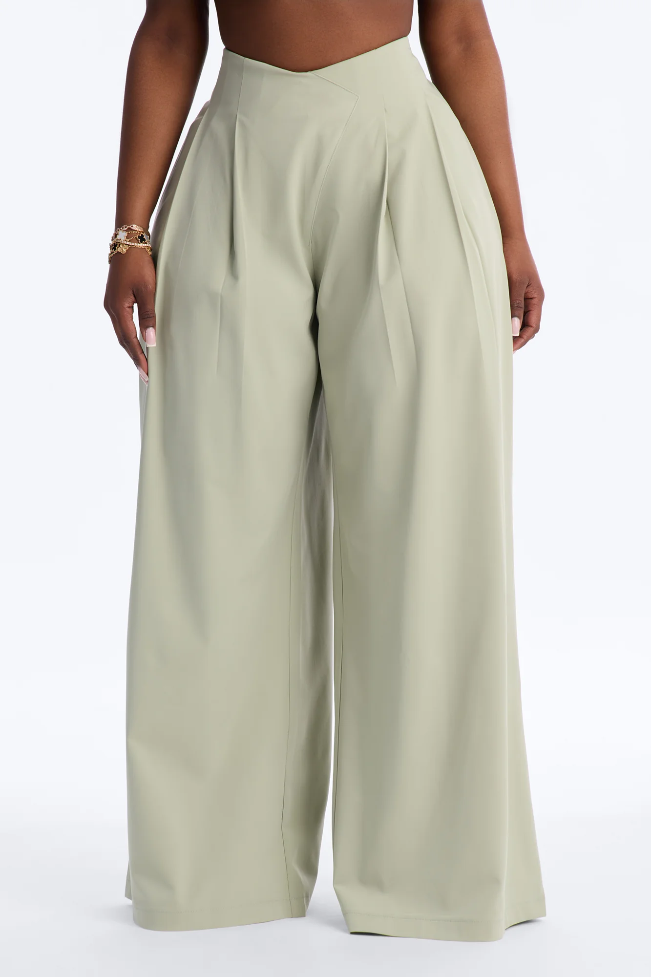 About Time Wide Leg Trousers - Sage - Image 6
