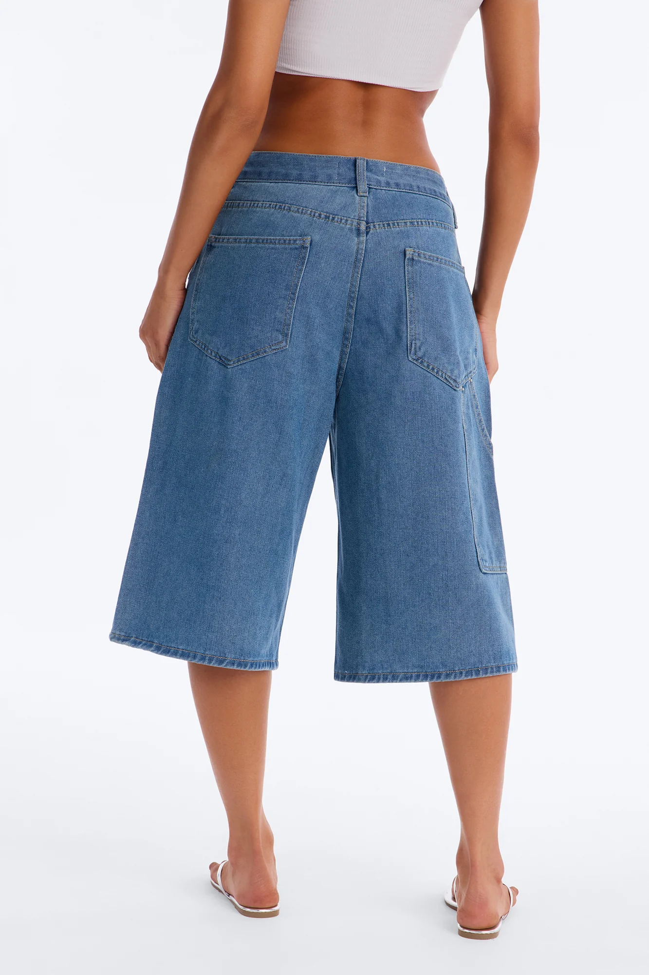 Above Average Utility Denim Jorts - Medium Wash - Image 4