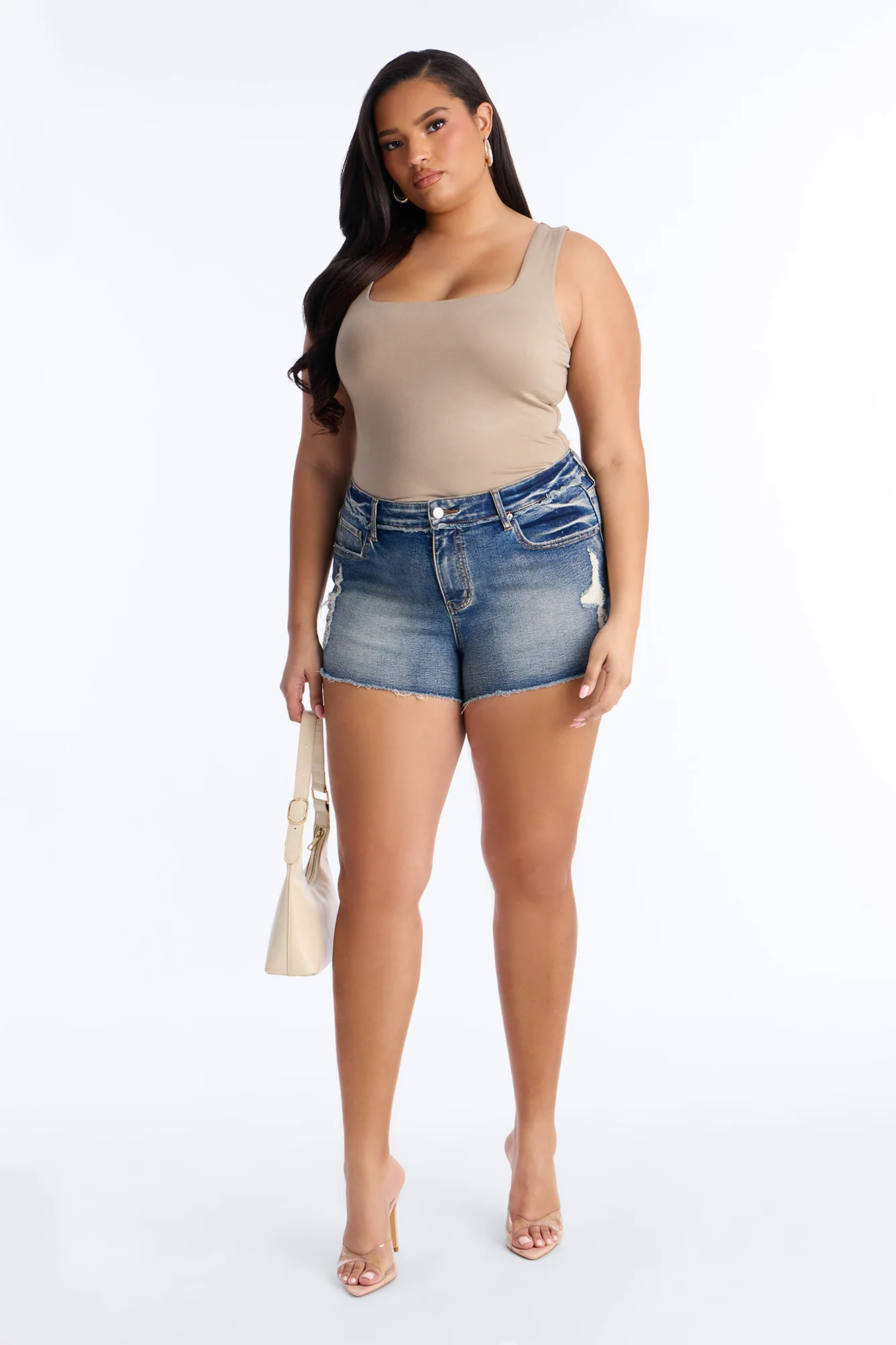 Absolutely Thriving Stretch Denim Cut Off Shorts - Vintage Wash - Image 5