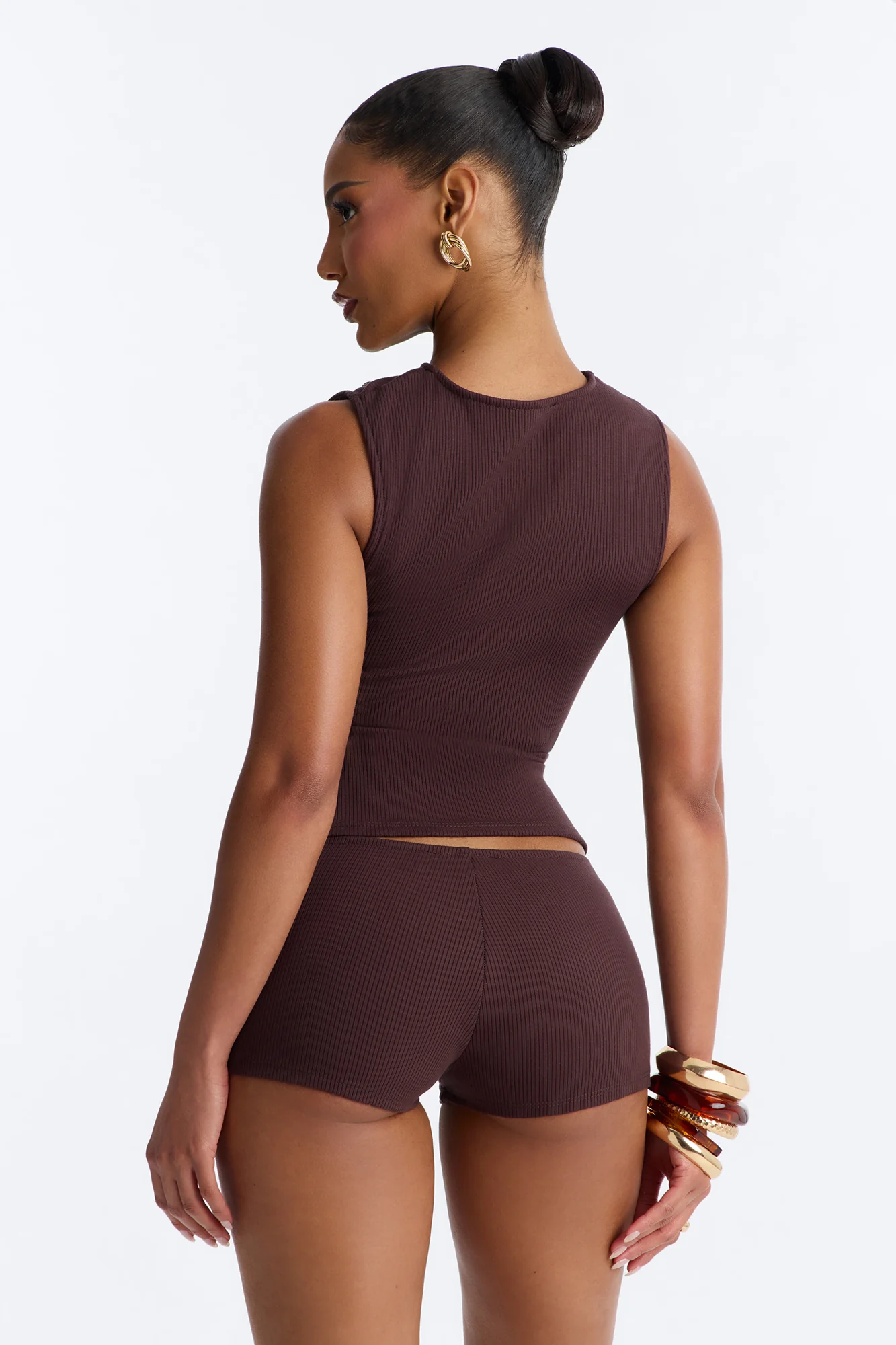 Acacia Snatched Micro Mini Short Set - Chocolate - Image 5