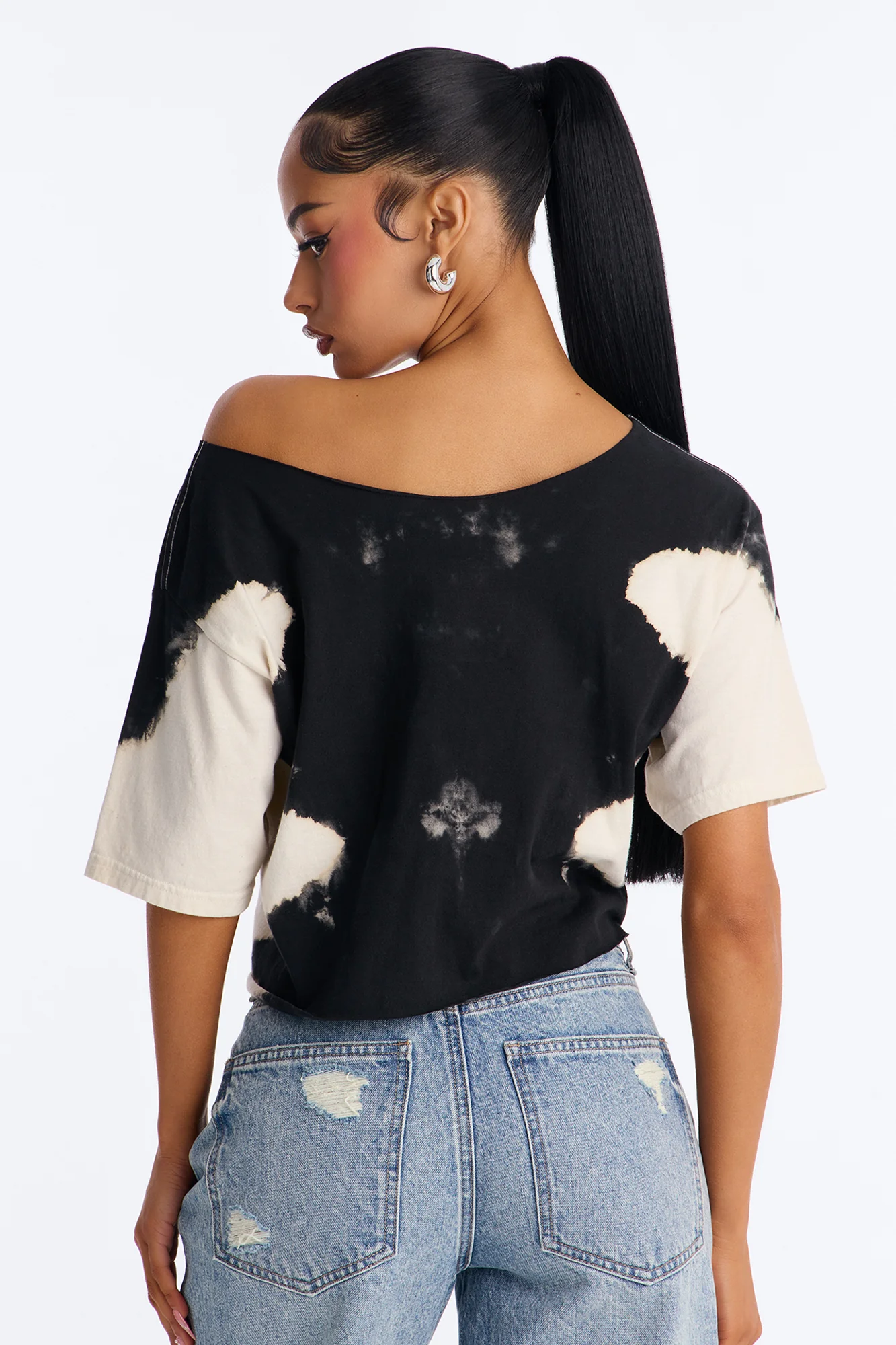ACDC Bleached Off Shoulder Top - Black/combo - Image 4