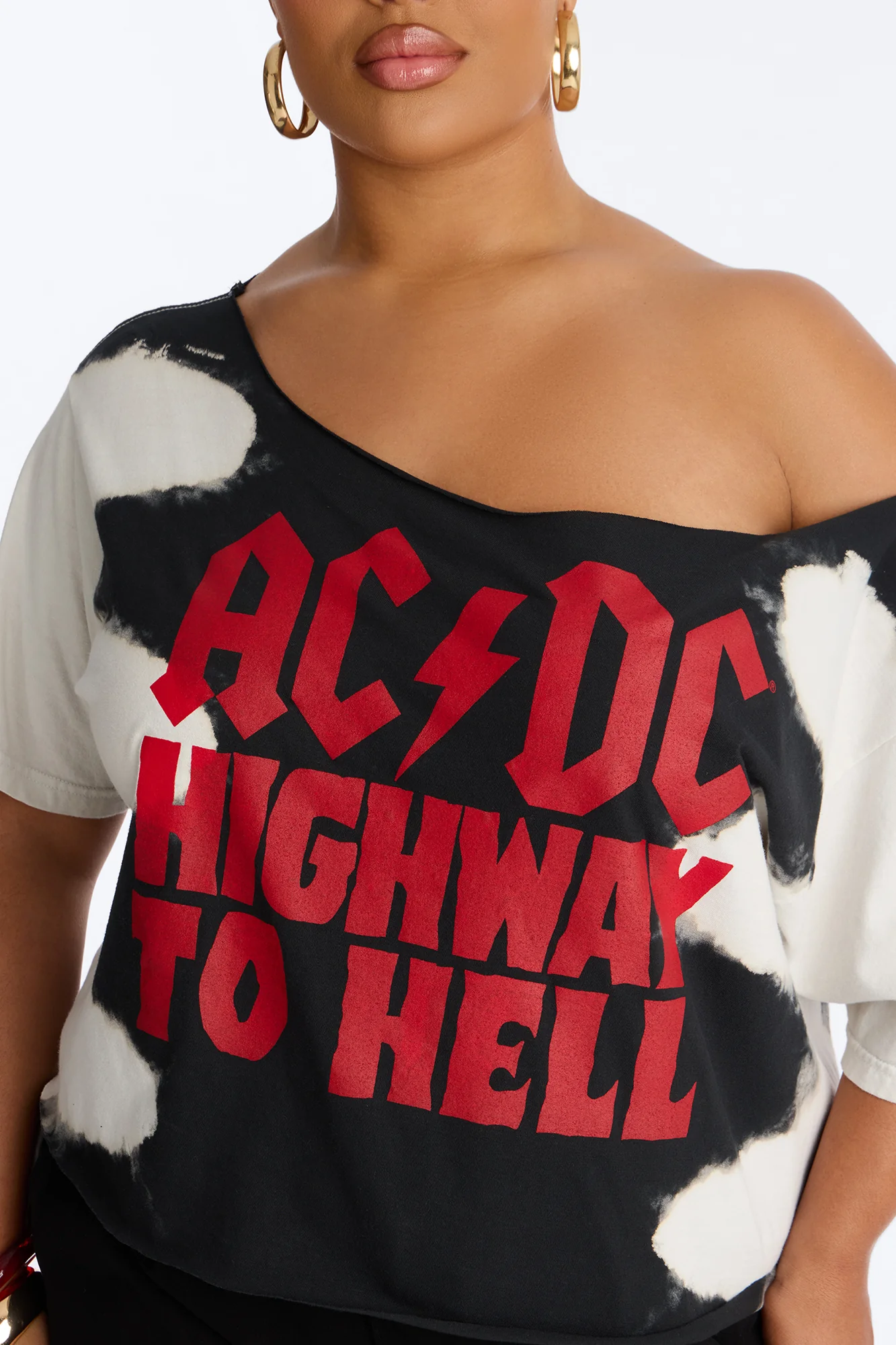 ACDC Bleached Off Shoulder Top - Black/combo - Image 7