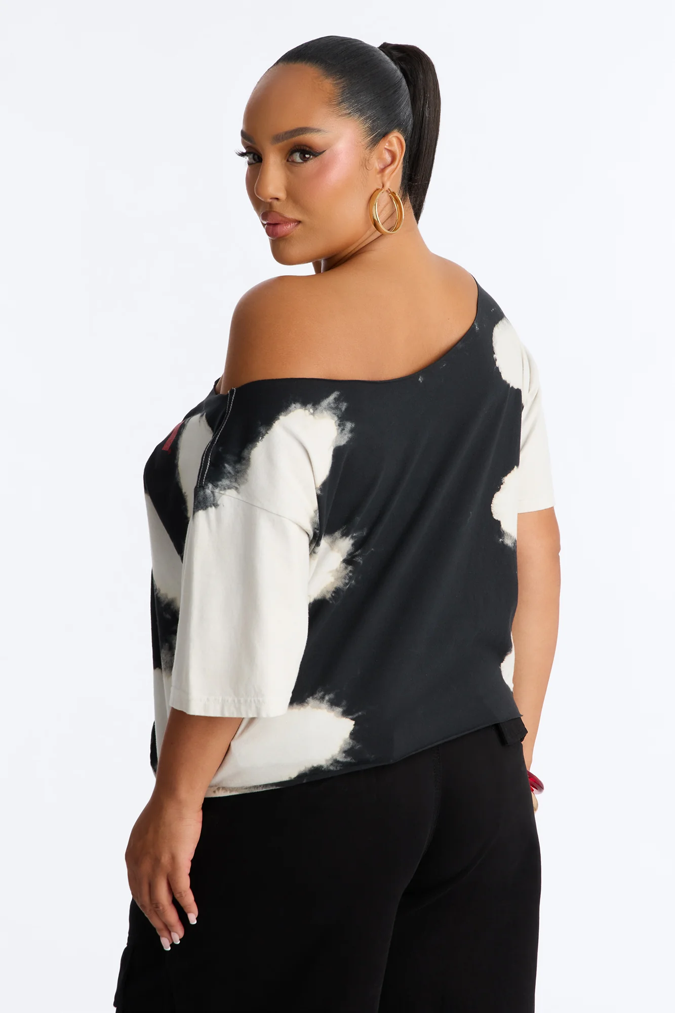ACDC Bleached Off Shoulder Top - Black/combo - Image 8
