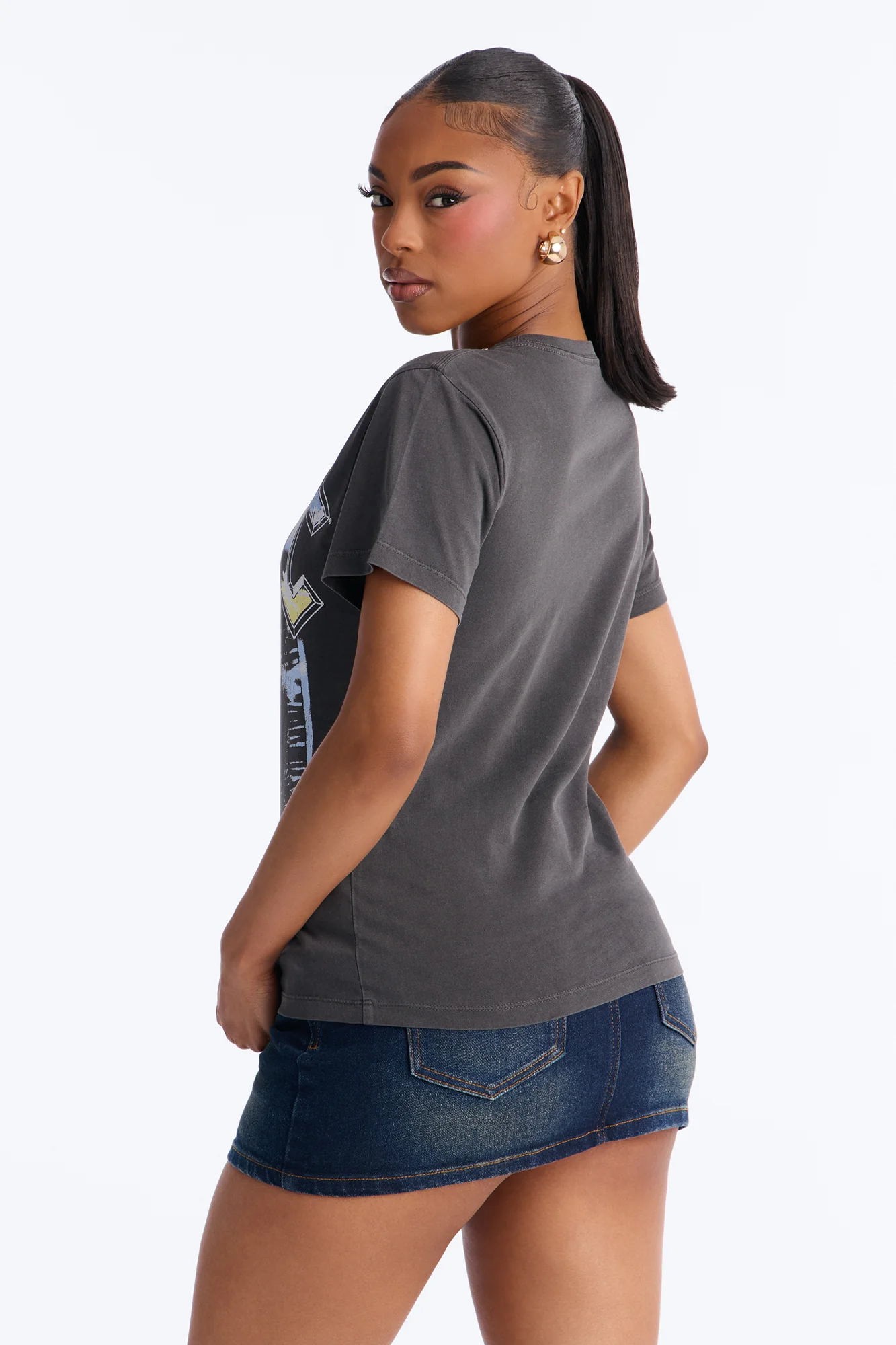 ACDC Jeweled Neck Washed Tee - Black Wash - Image 4