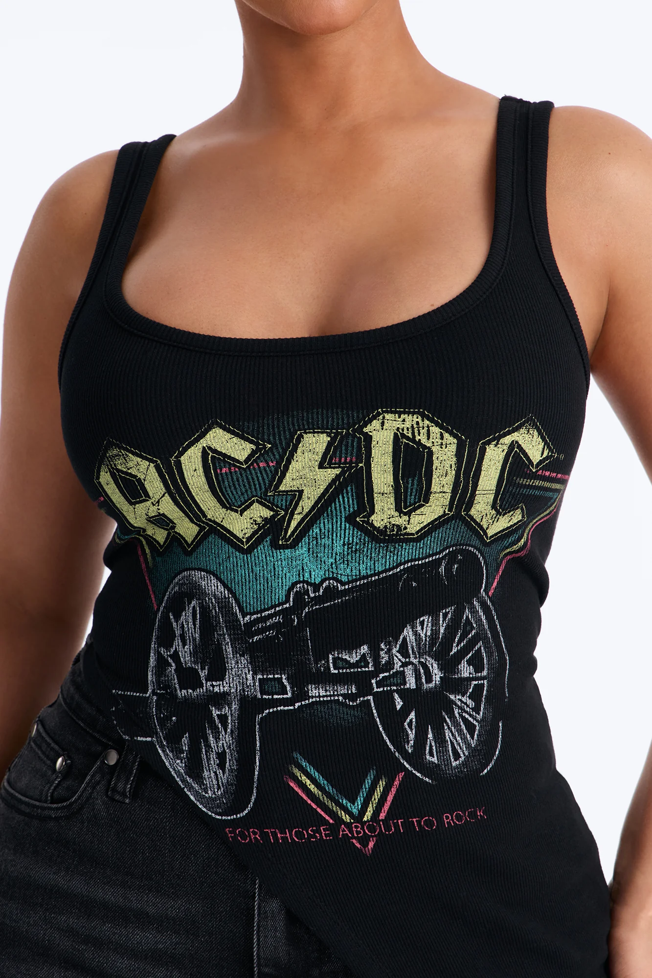 ACDC Long Asymmetrical Tank - Black - Image 3