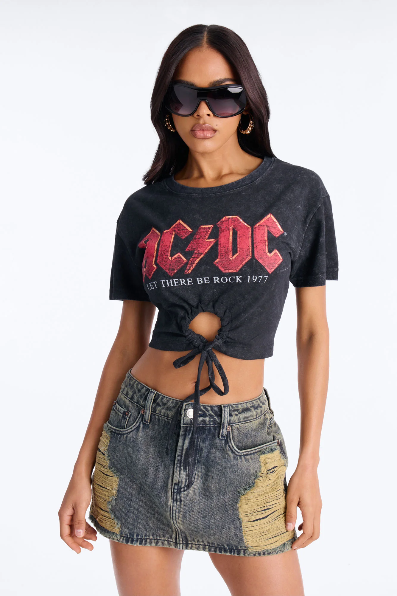 ACDC Mineral Washed Key Hole Tee - Black Wash - Image 3