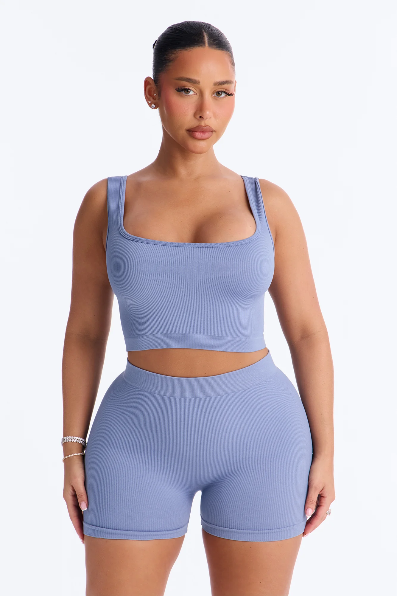 Active Aura Seamless Biker Short Set - Blue