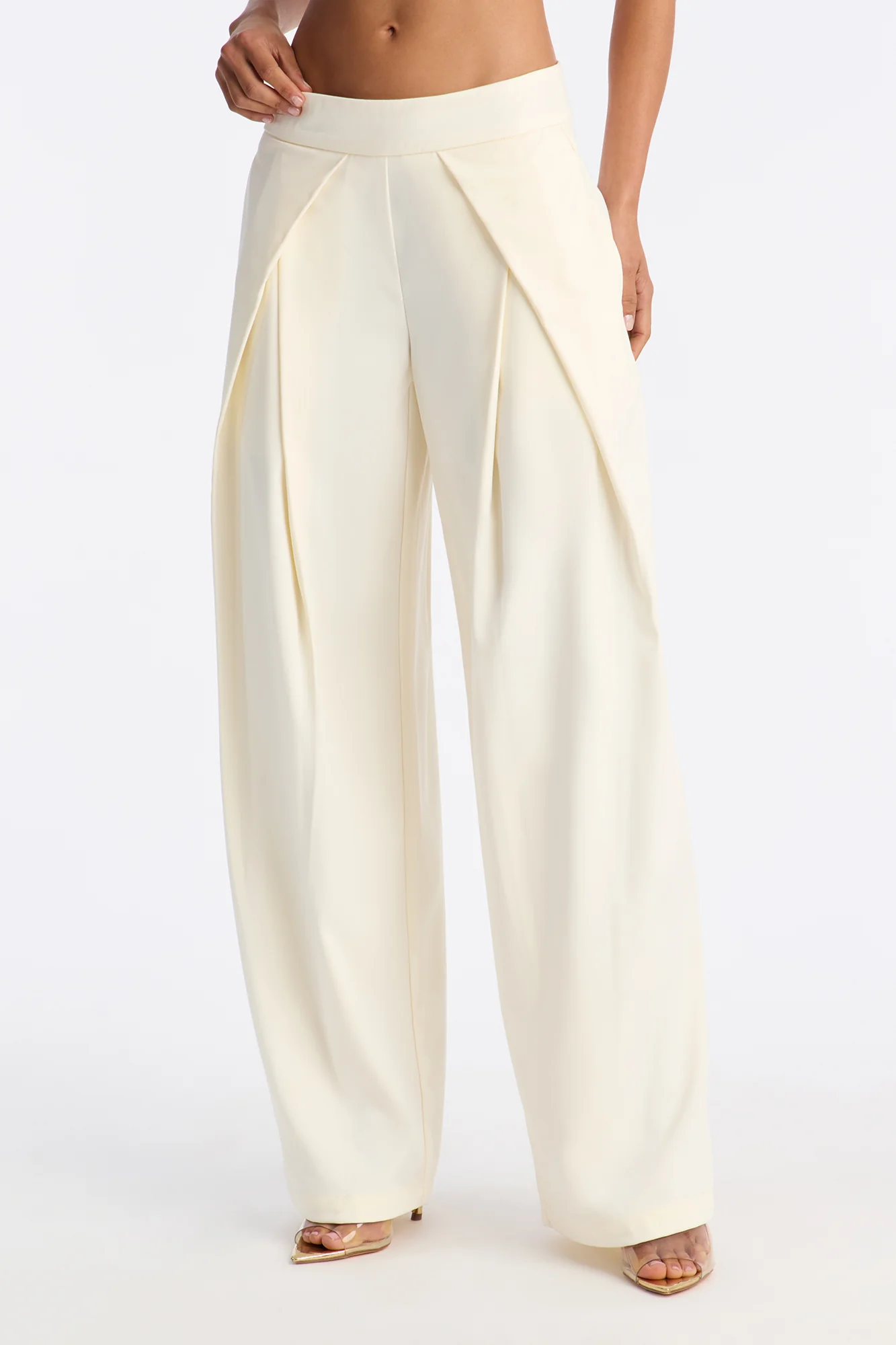 Ada Wide Leg Trouser Pant 32″ - Cream - Image 2