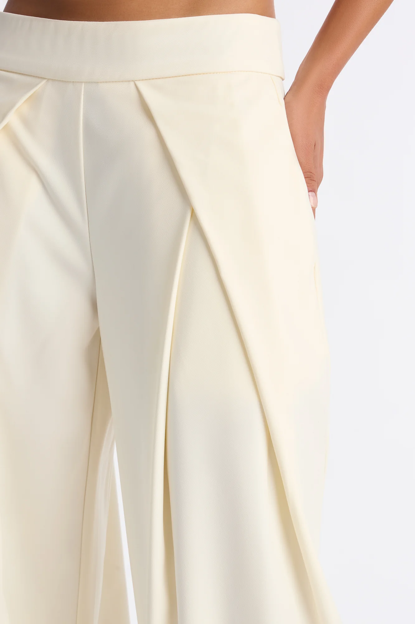 Ada Wide Leg Trouser Pant 32″ - Cream - Image 3