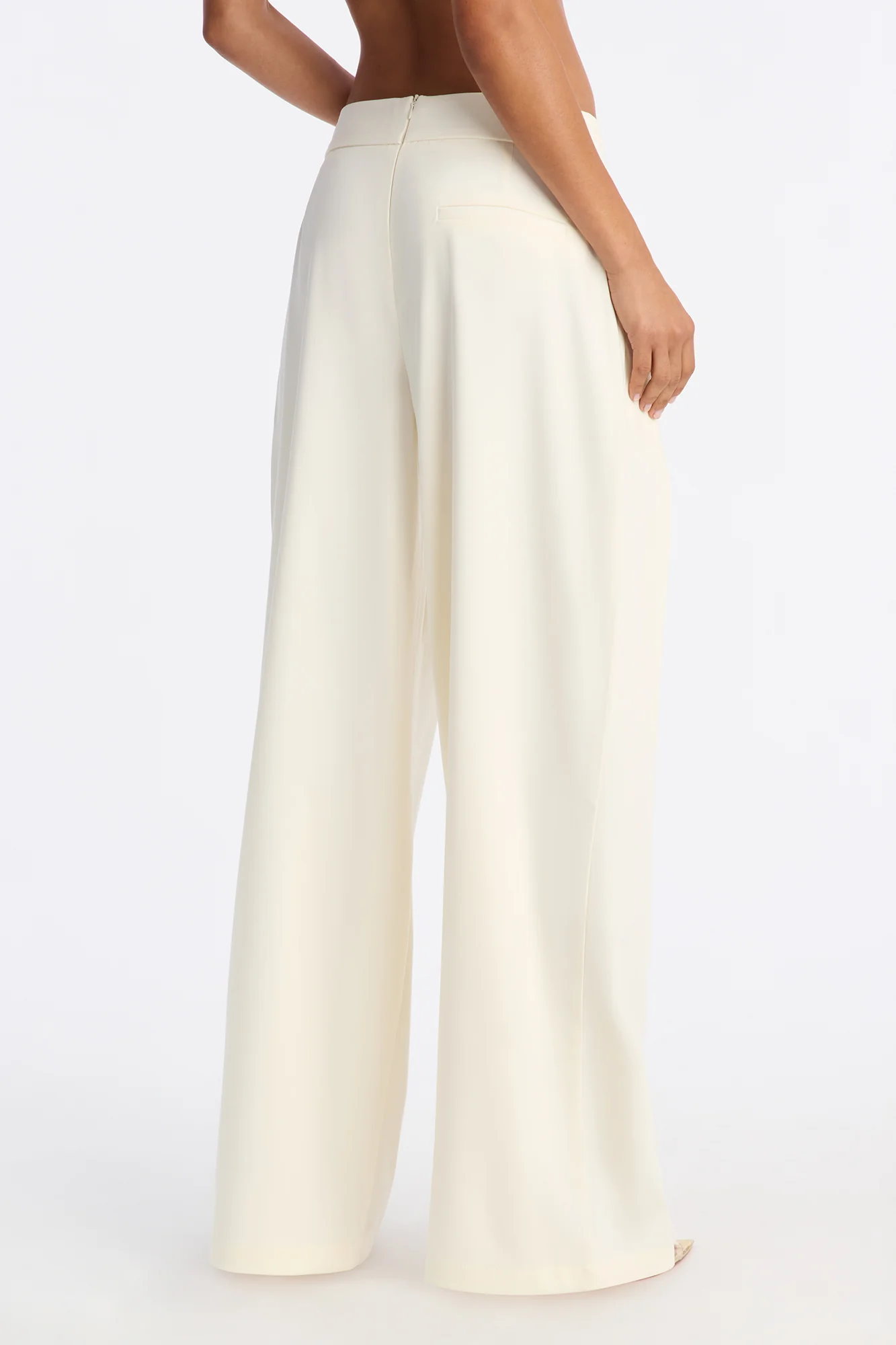Ada Wide Leg Trouser Pant 32″ - Cream - Image 4