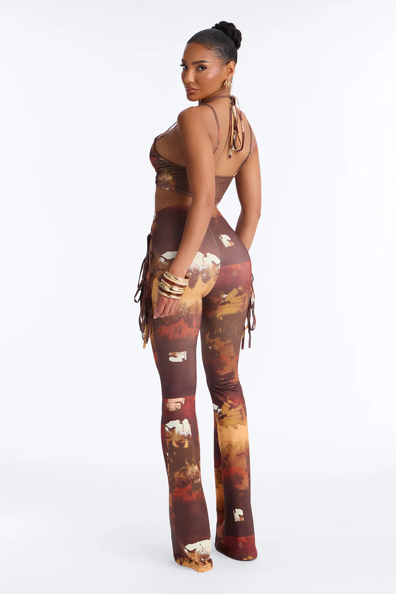 Adaline Halter Pant Set - Brown Combo - Image 4