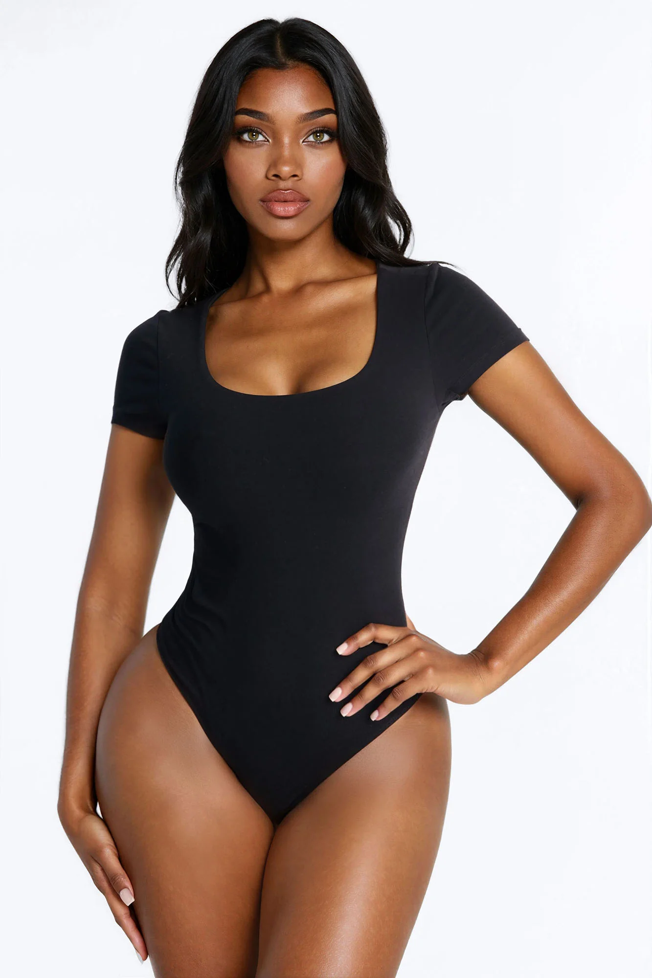 Adalyn Double Lined Bodysuit - Black