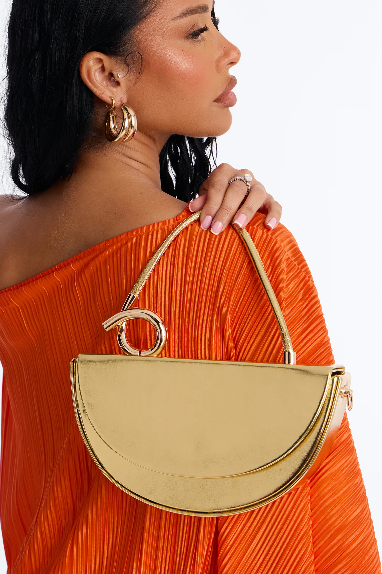 Adding A Twist Faux Leather Satchel Bag - Gold