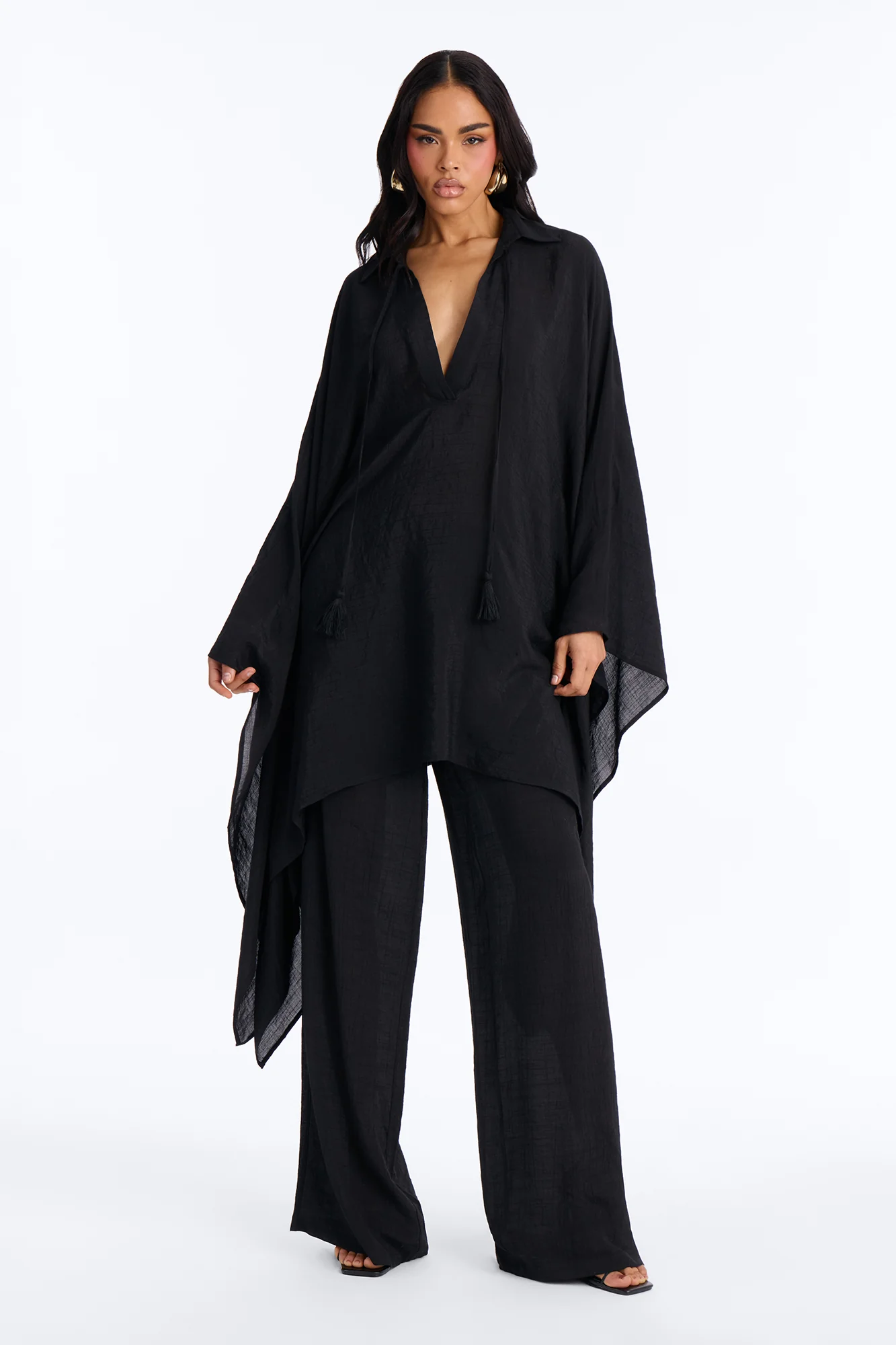 Addison Linen Pant Set - Black