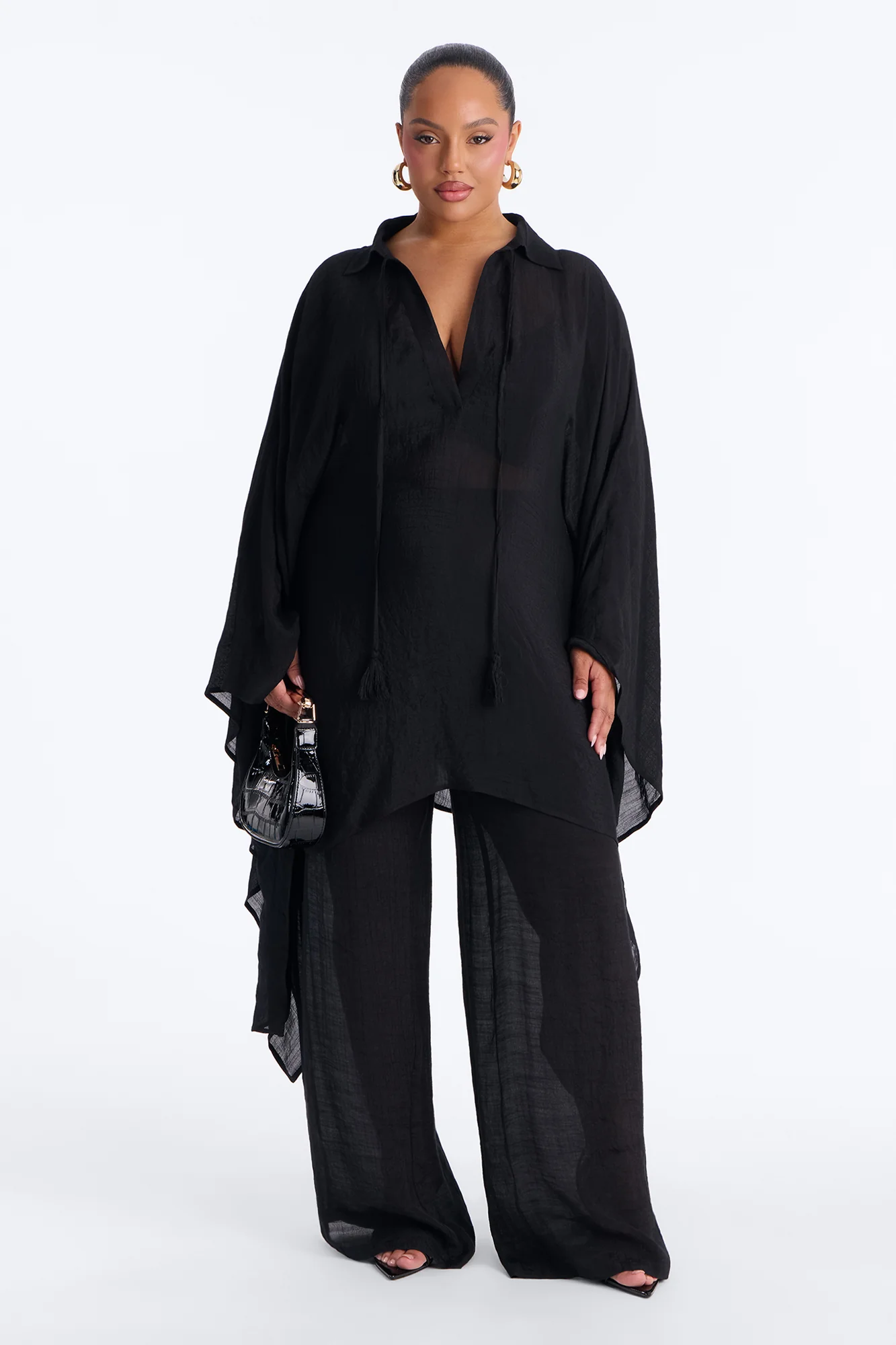 Addison Linen Pant Set - Black - Image 5