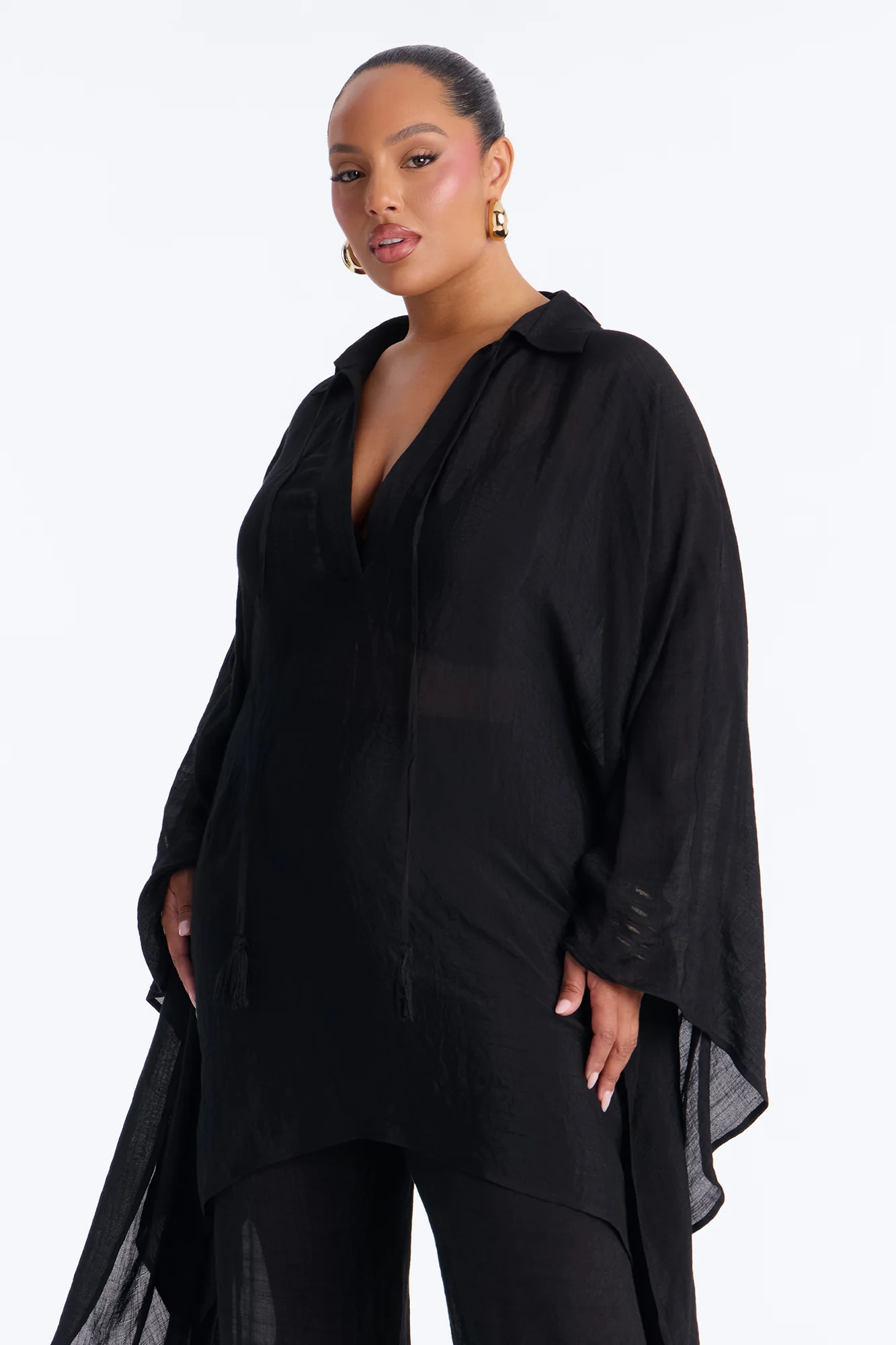 Addison Linen Pant Set - Black - Image 6