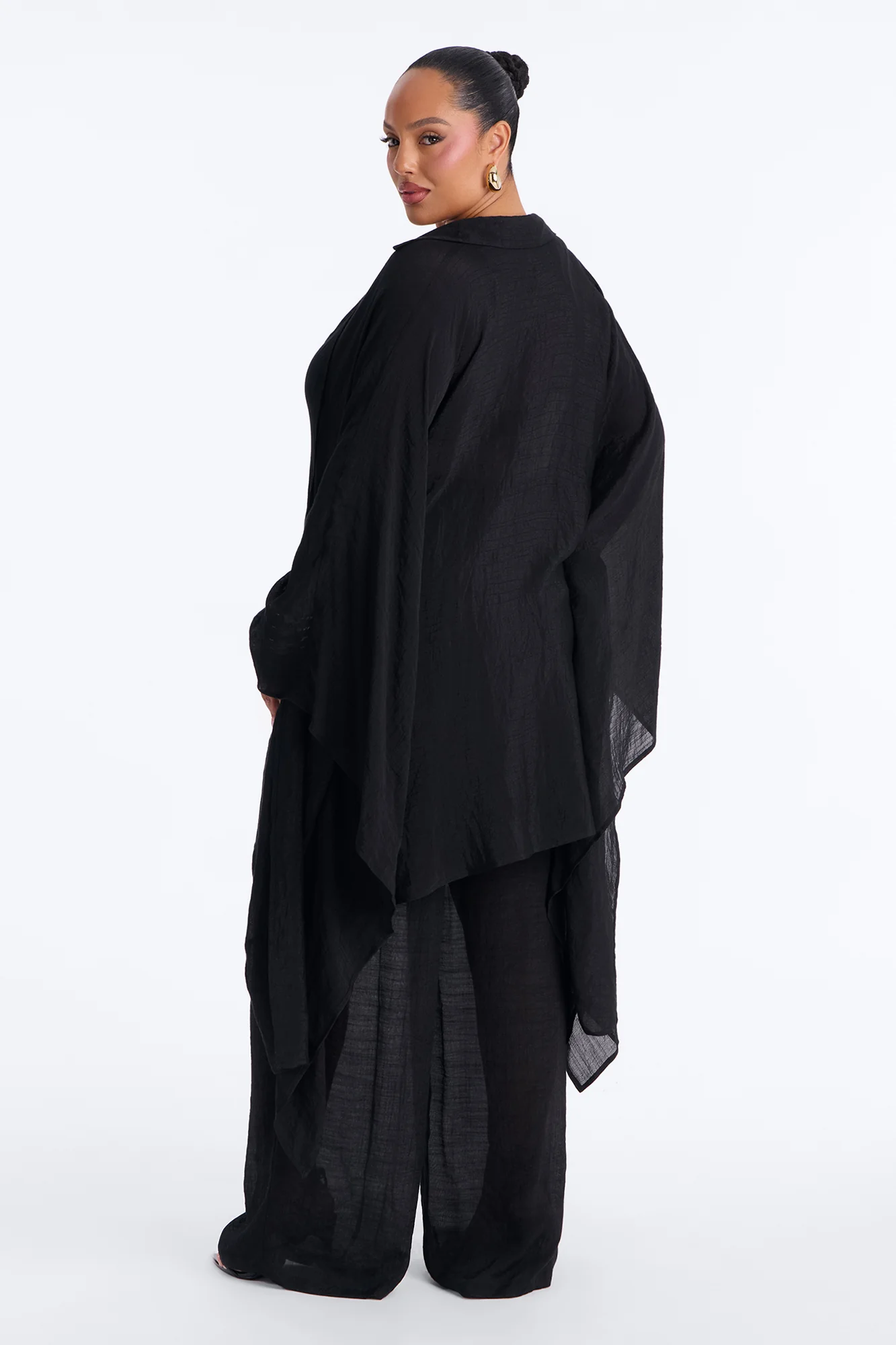 Addison Linen Pant Set - Black - Image 7