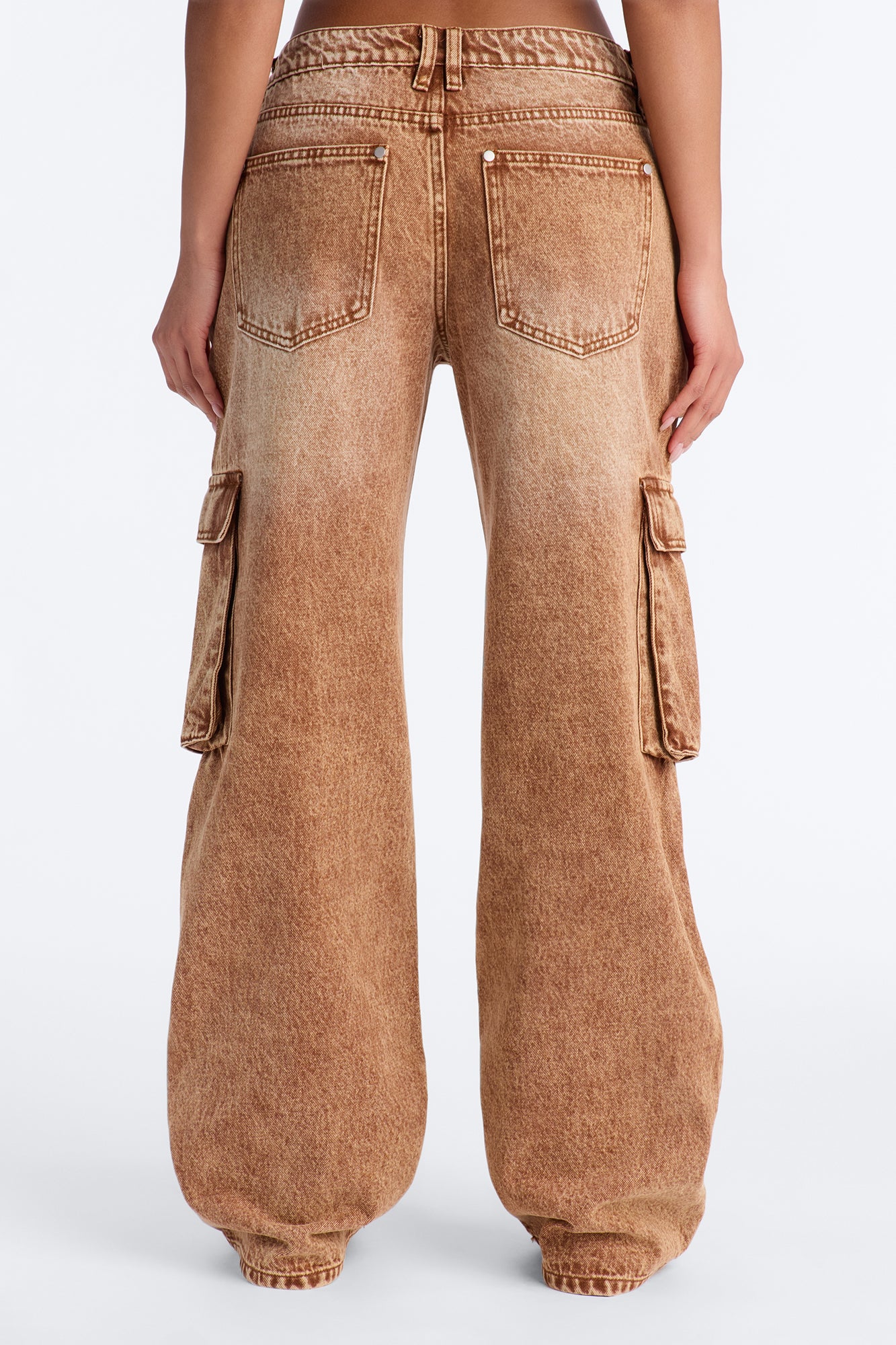Addison Non Stretch Cargo Jeans - Brown - Image 4
