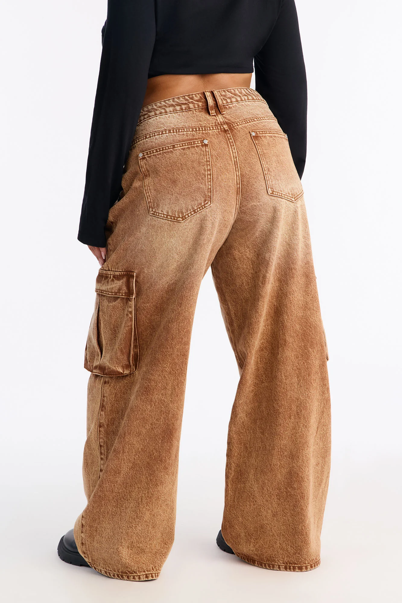 Addison Non Stretch Cargo Jeans - Brown - Image 8