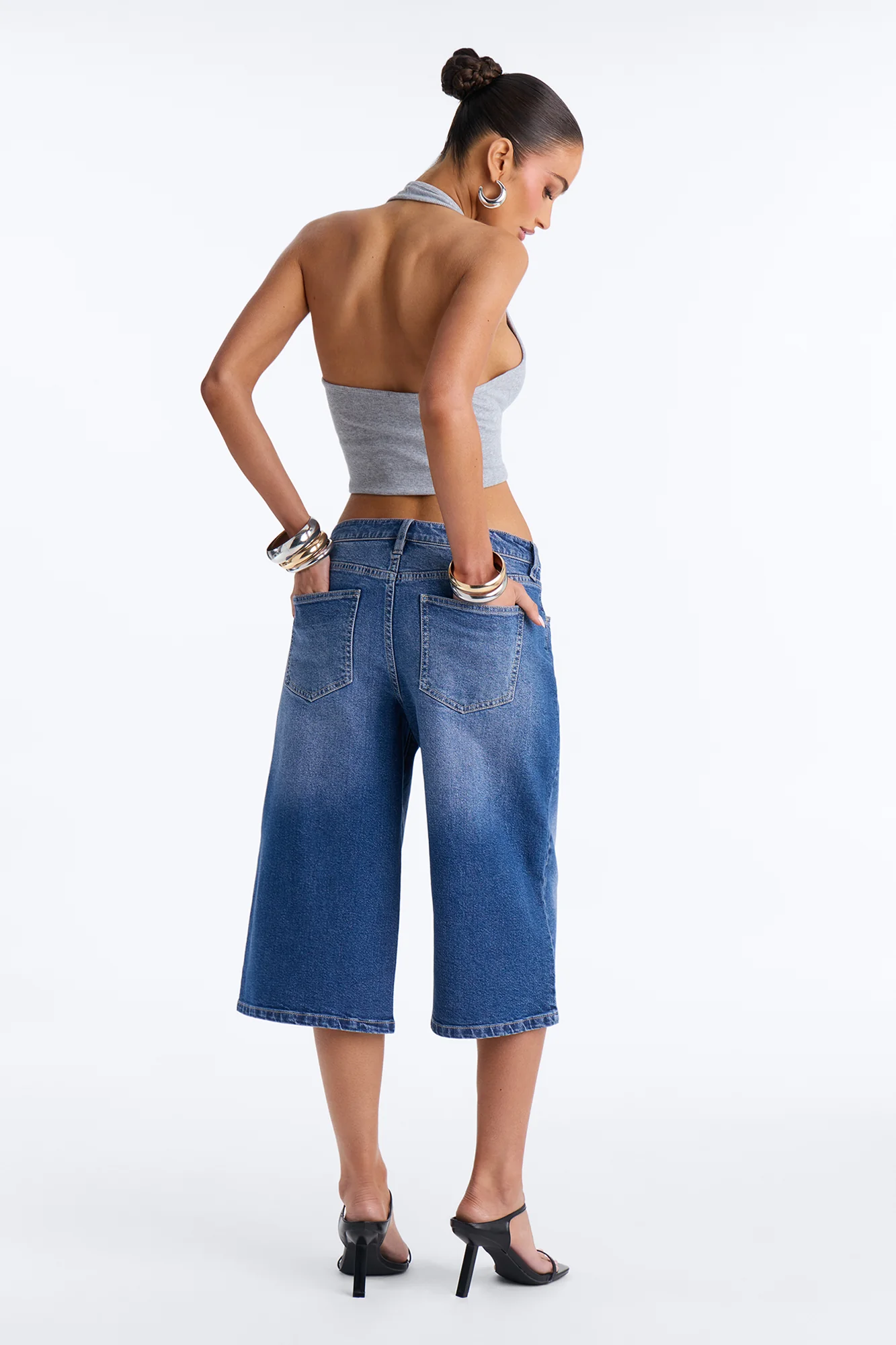 Addy Straight Leg Culotte Jeans - Dark Wash - Image 3